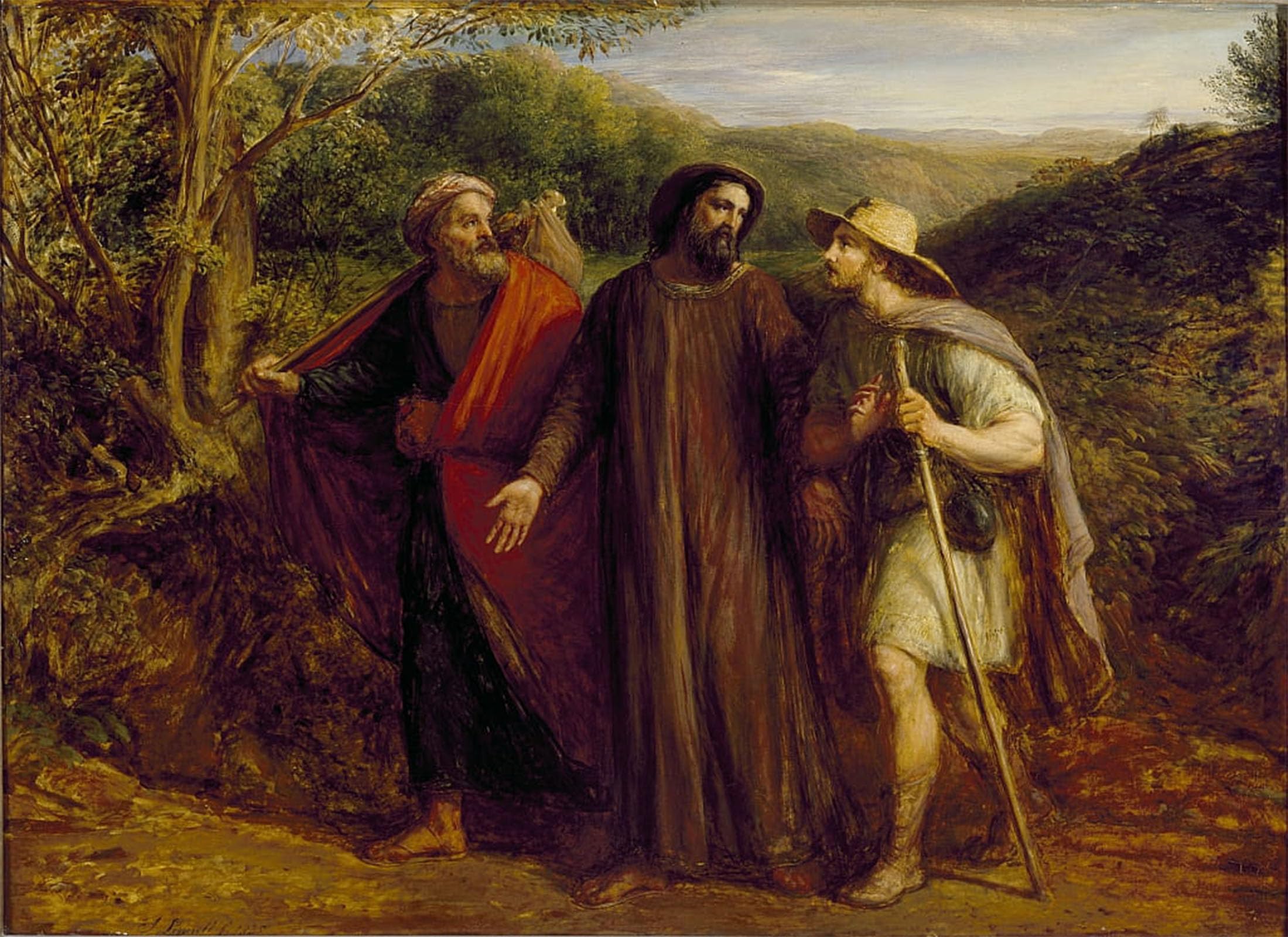 POSTERIIk Vintage Art Print Images Pictures Print Christ's Appearance to the Two Disciples Journeying to Emmaus by Linnell Modern Colour Posters for Office Home Decor 60x90cm