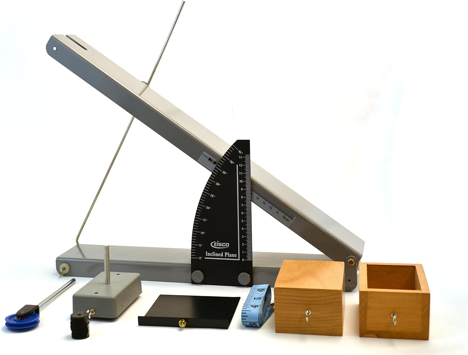EISCO Complete Incline Plane Kit - Includes 18 Incline Runway, Cart, Friction Blocks, Pulley, String, Measuring Devices