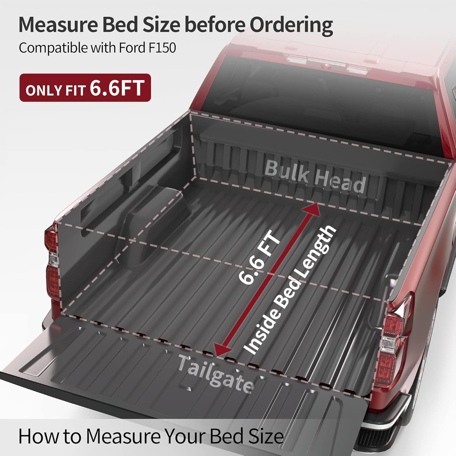 OEDRO Soft Quad Fold Tonneau Cover Truck Bed Covers Compatible with 2015-2025 Ford F-150 F150, Styleside 6.5ft Bed - Image 2