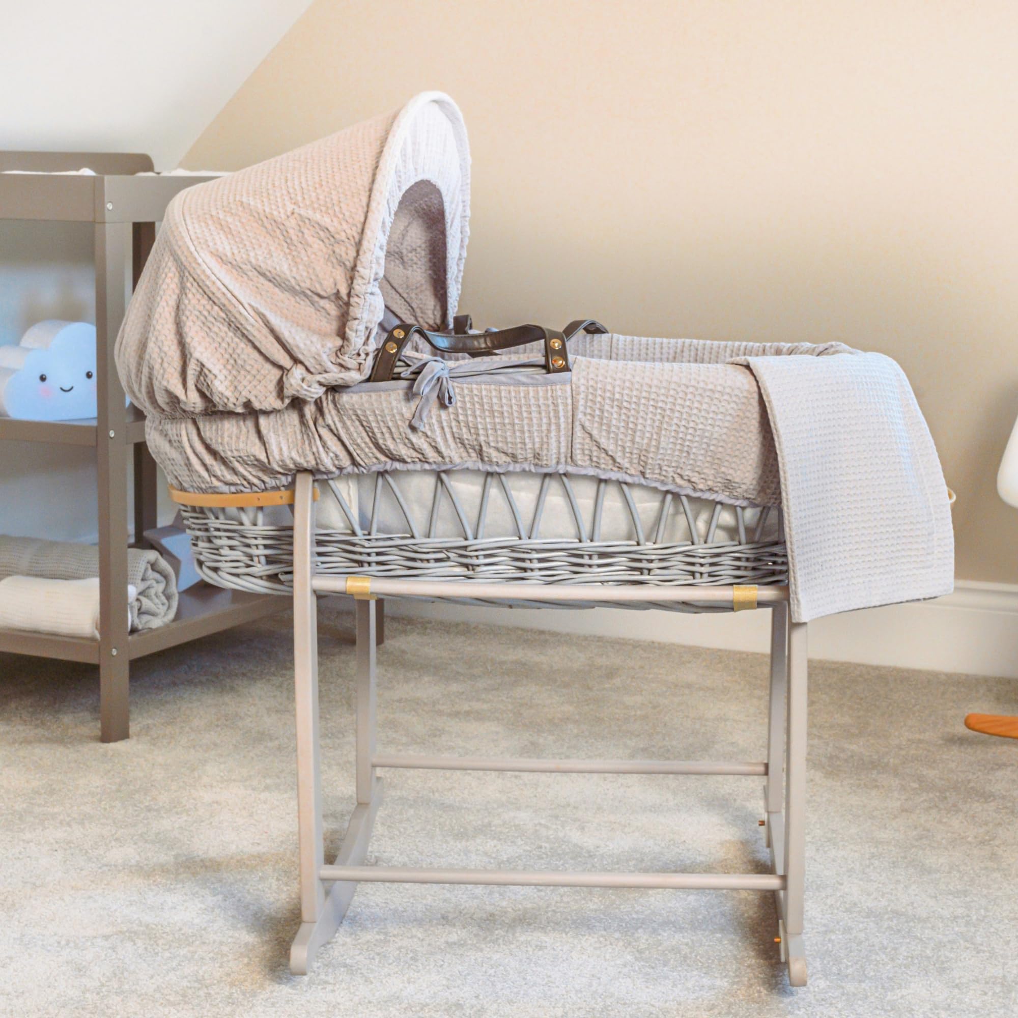 Clair de Lune Ensemble de couffin gaufré (Panier Non Inclus) – (Gris)