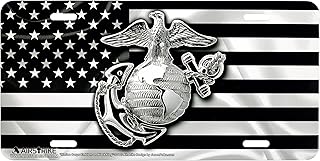 Marine Corps License Plate, USMC License Plate, Marine License Plate, USMC License Plates for Front of Car, USMC Black Flag License Plate, USMC Plate, Made in USA by Airstrike (Made of Metal)-774