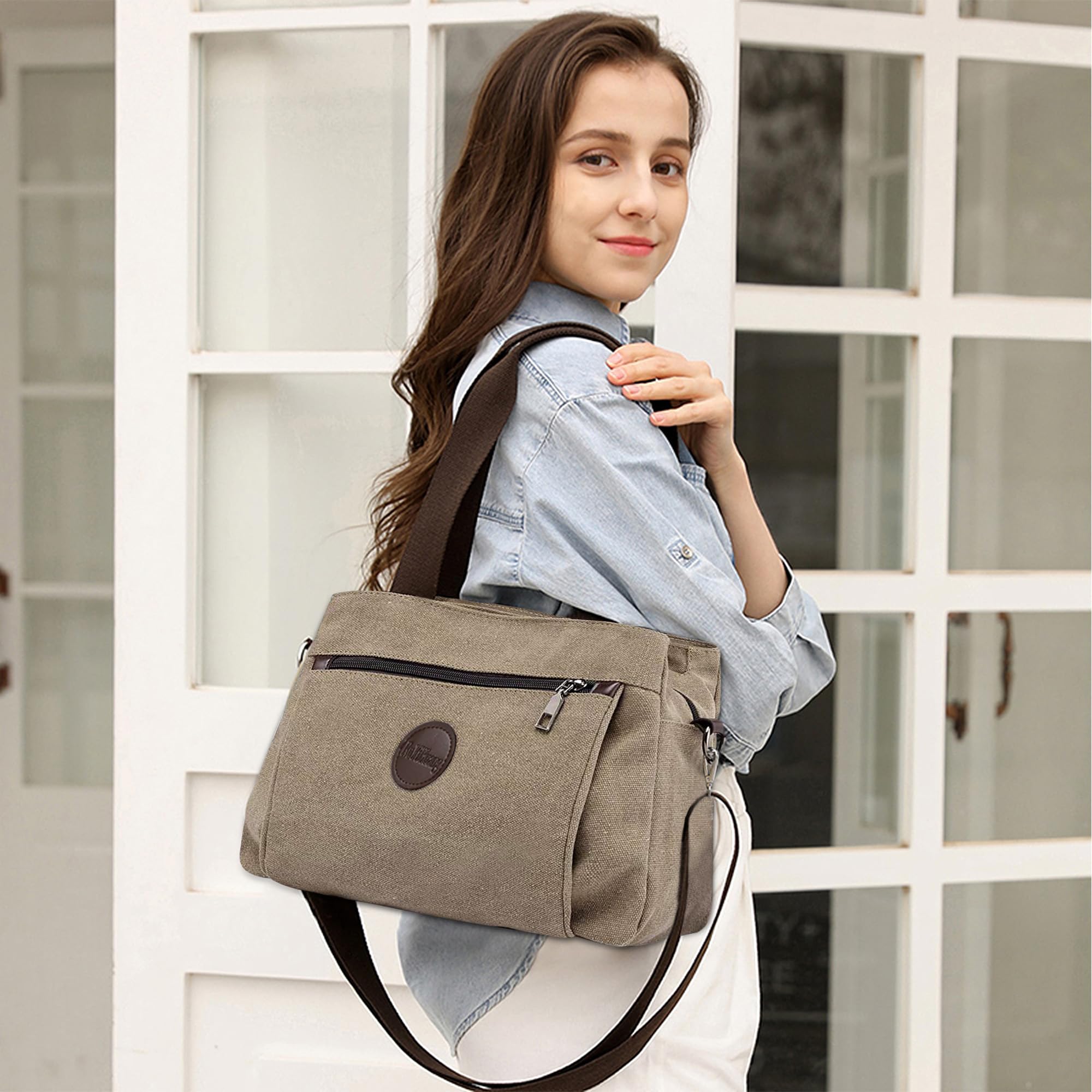 Borsa Tracolla Donna Moda Tracolla Borse Tela Mano Borsetta Comodo Leggero Viaggio Messenger Bag per Shopper Viaggio Lavoro Quotidiano Donna Borsa Tracolla