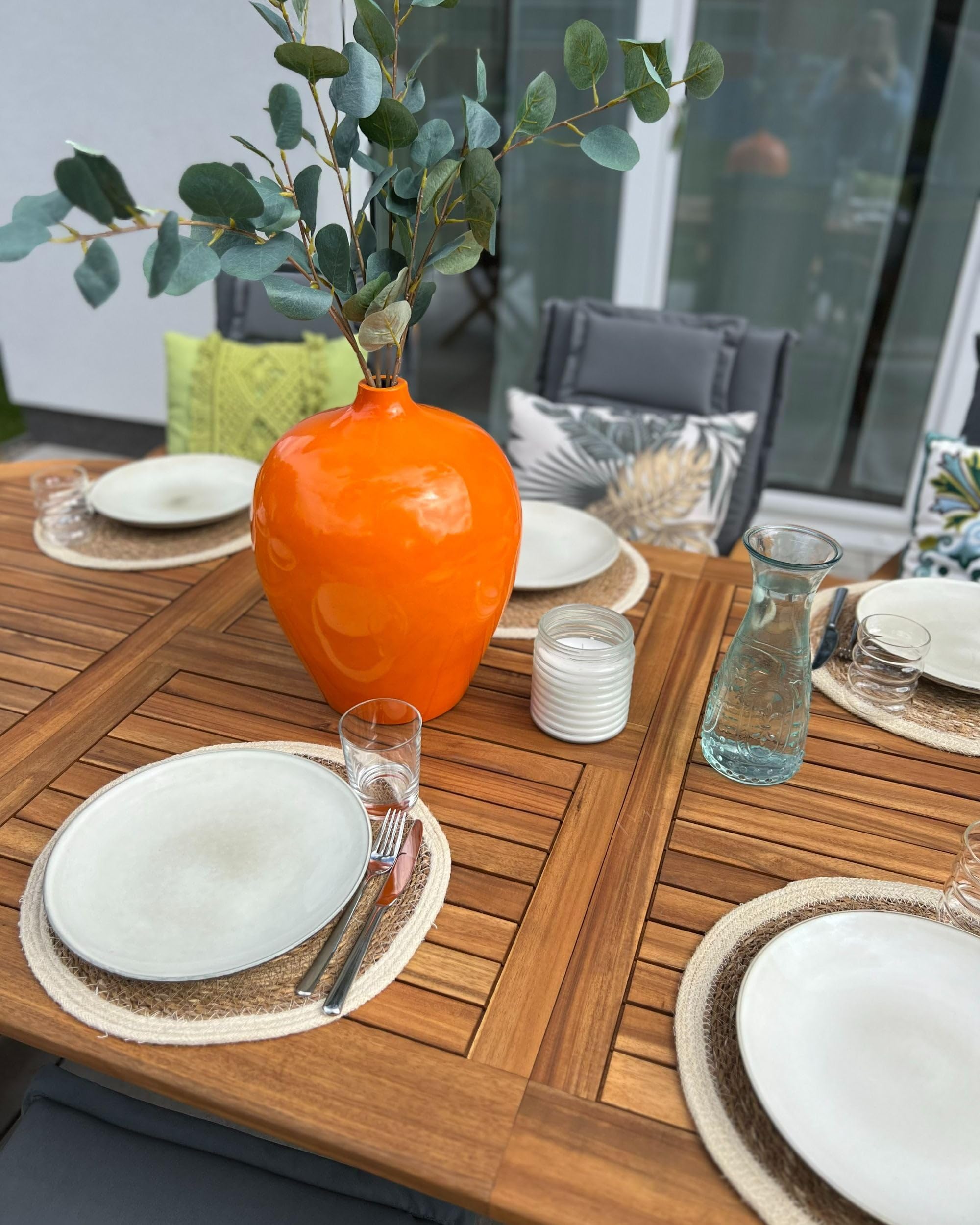 Runde Blumenvase Terrakotta handgefertigt orange 37 cm bauchig Modern Terrasa