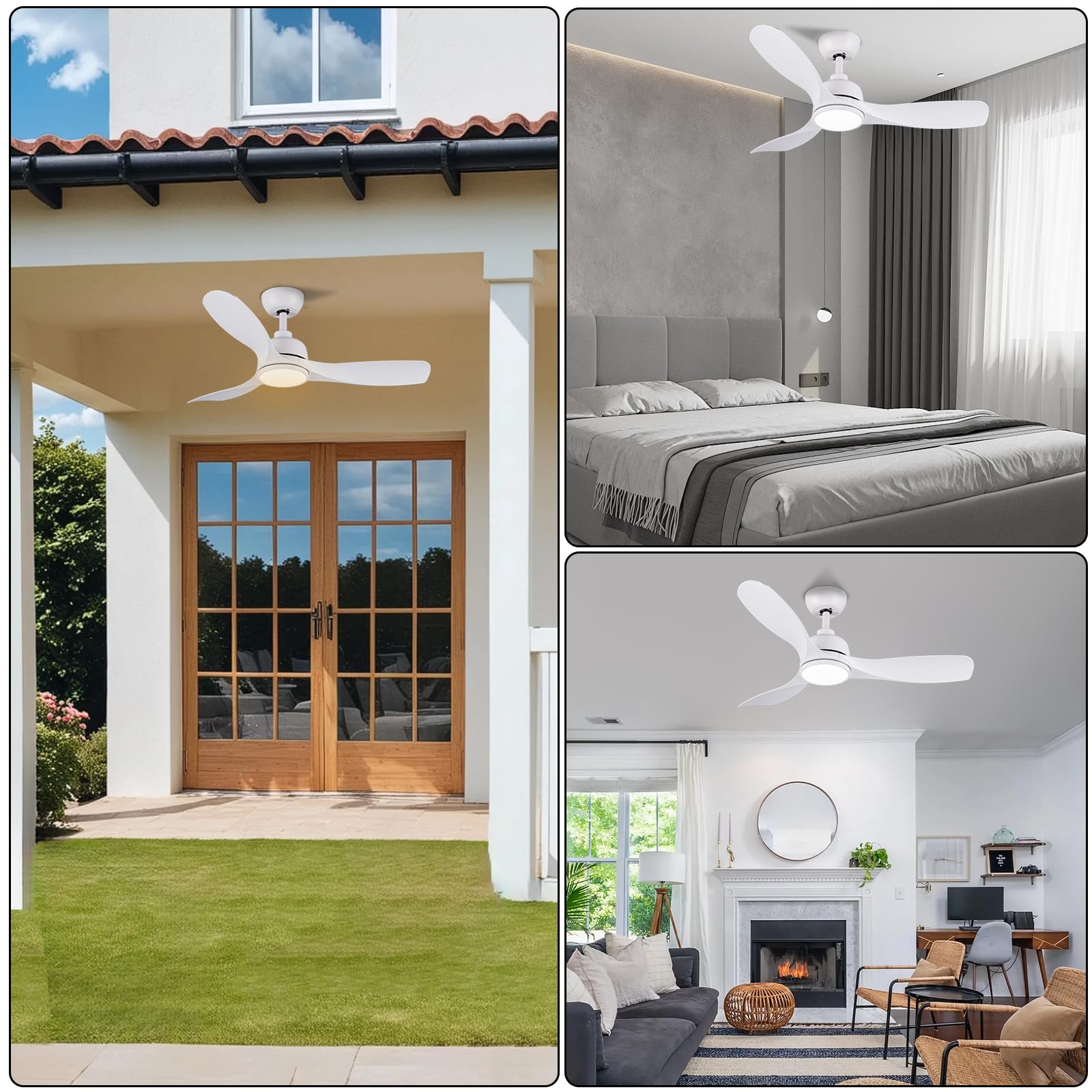 CJOY Ventilador de Techo con Luz 107cm, Blanco Ventiladores de Techo con Mando Silencioso, 6 Velocidades, Memoria 3 CCT, LED Regulable, DC Reversible, Temporizador, Para Dormitorio/Salón/Cocina