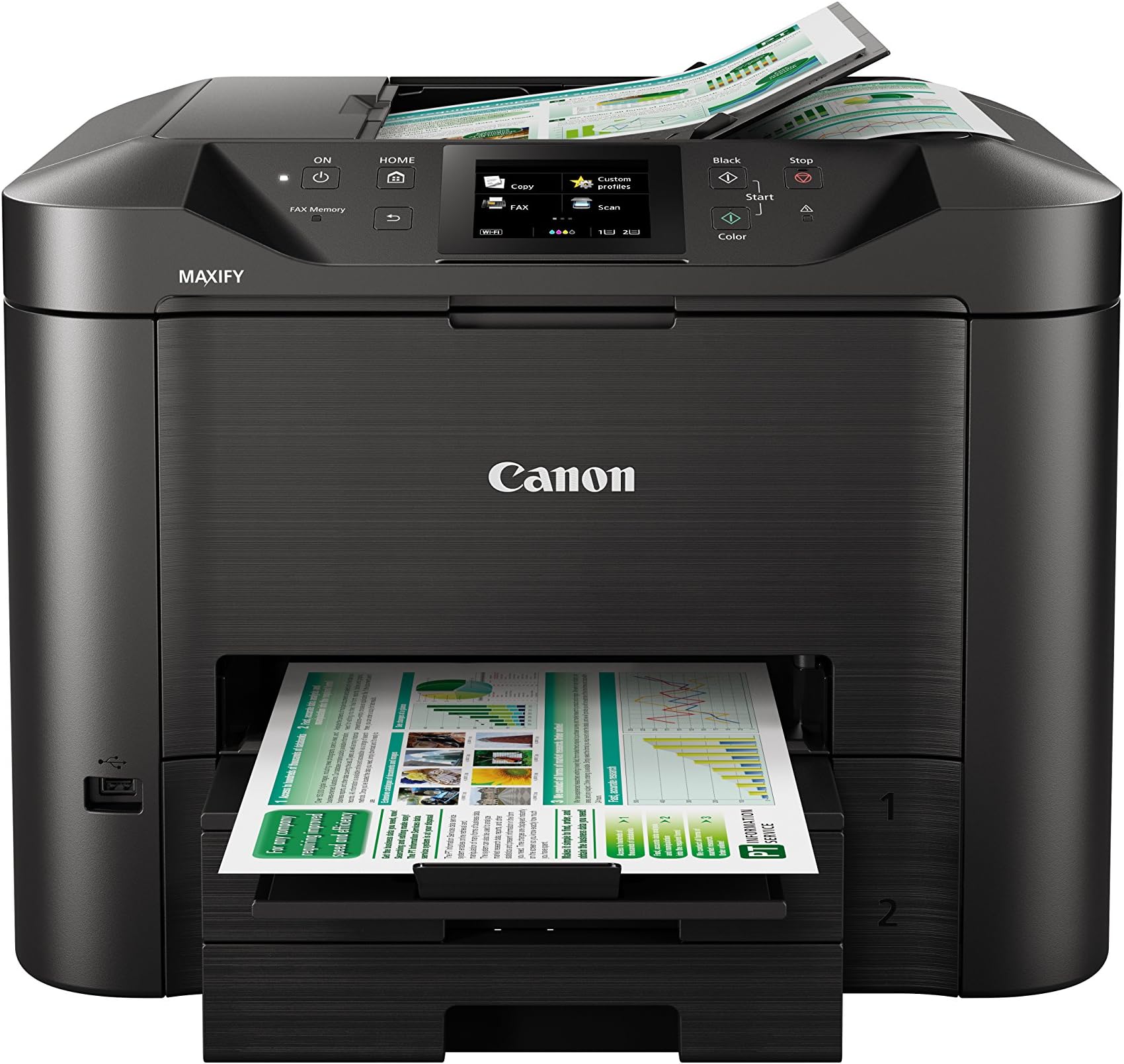 Maxify MB5450 4-in-1 Colour Inkjet Multifunction Device (Print, Copy, Scan and Fax, 4 XL Inks, Duplex, USB, LAN/WLAN, D-ADF) Black