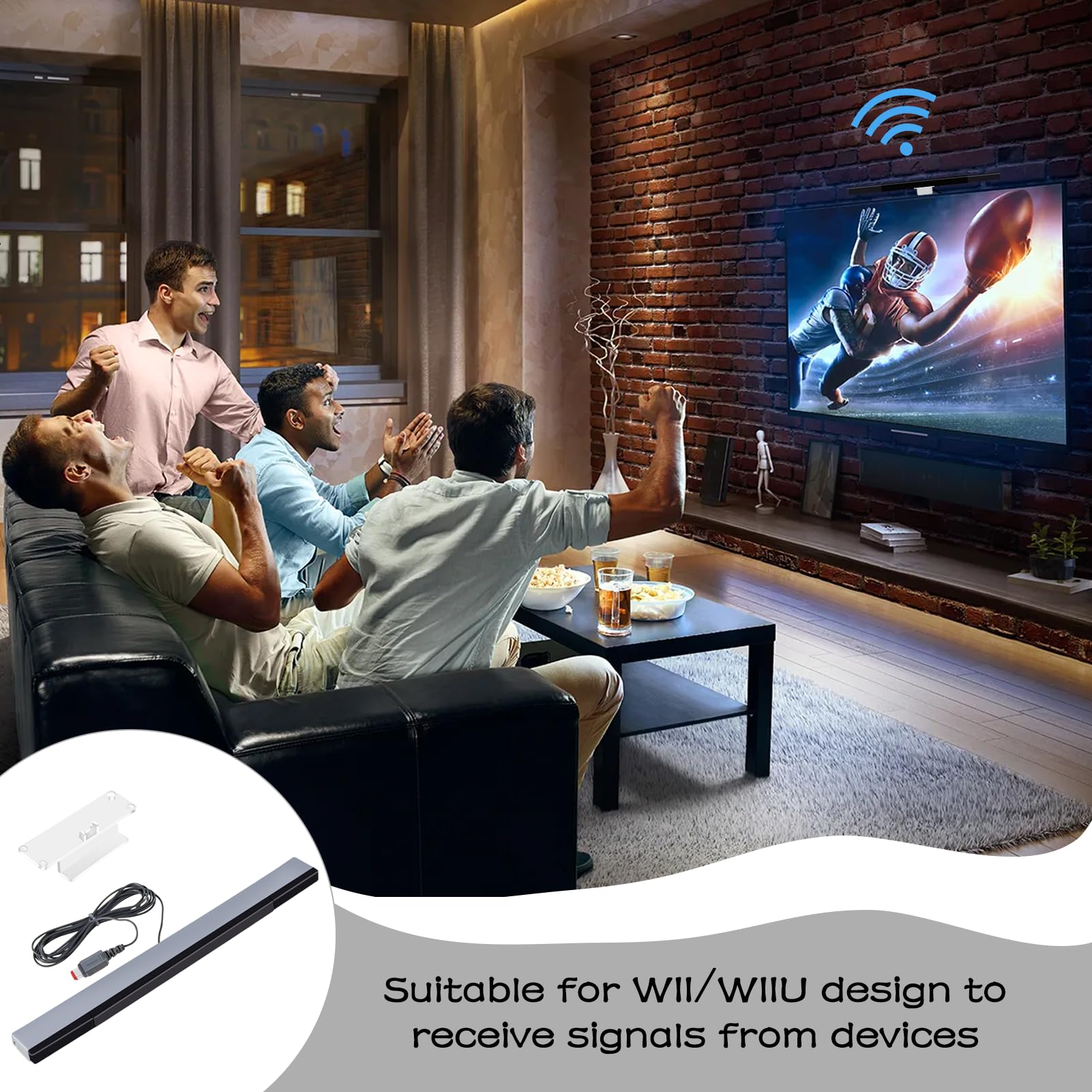 Barre de capteur infrarouge, Capteur Wii, Barre de capteur de rayon de signal IR, Barre de capteur Console Wii, Compatible avec Nintendo Wii, Wii Mini et Wii U, avec Support de Monter