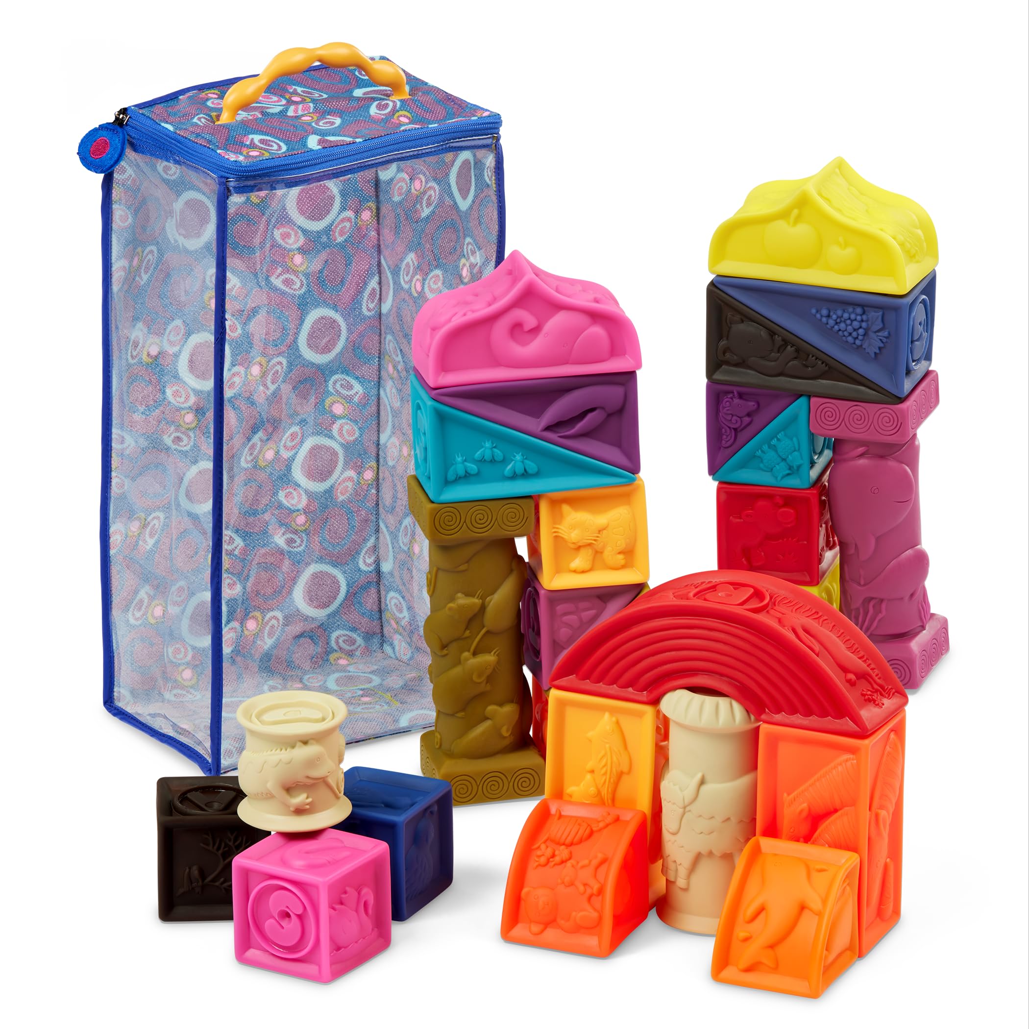 B. toys - Alphabet Learning Blocks for Babies & Toddlers - 26 Soft Squeezable ABC Baby Blocks with Textured Animals - Educational Baby Toys for Sensory Play, Bath Time & Early Development - 6+ Months - Image 12