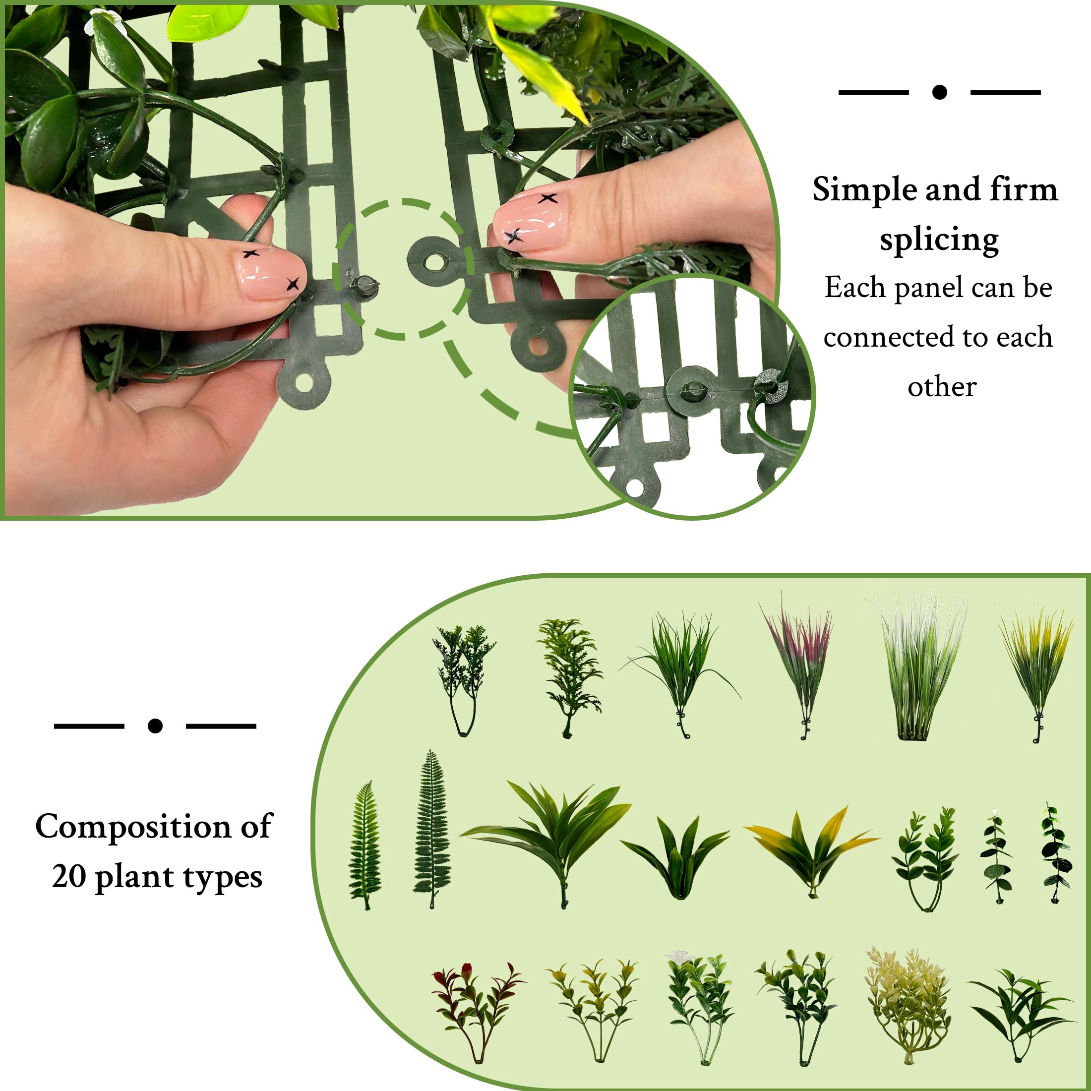 ODTORY Artificial 3D Plant Wall Panels: UV-Anti Faux Grass Wall Backdrop Boxwood Ivy Fence Privacy Screen Fake Greenery Leaf Hedge for Outdoor,Indoor,Garden,Backyard and Home Decor ()
