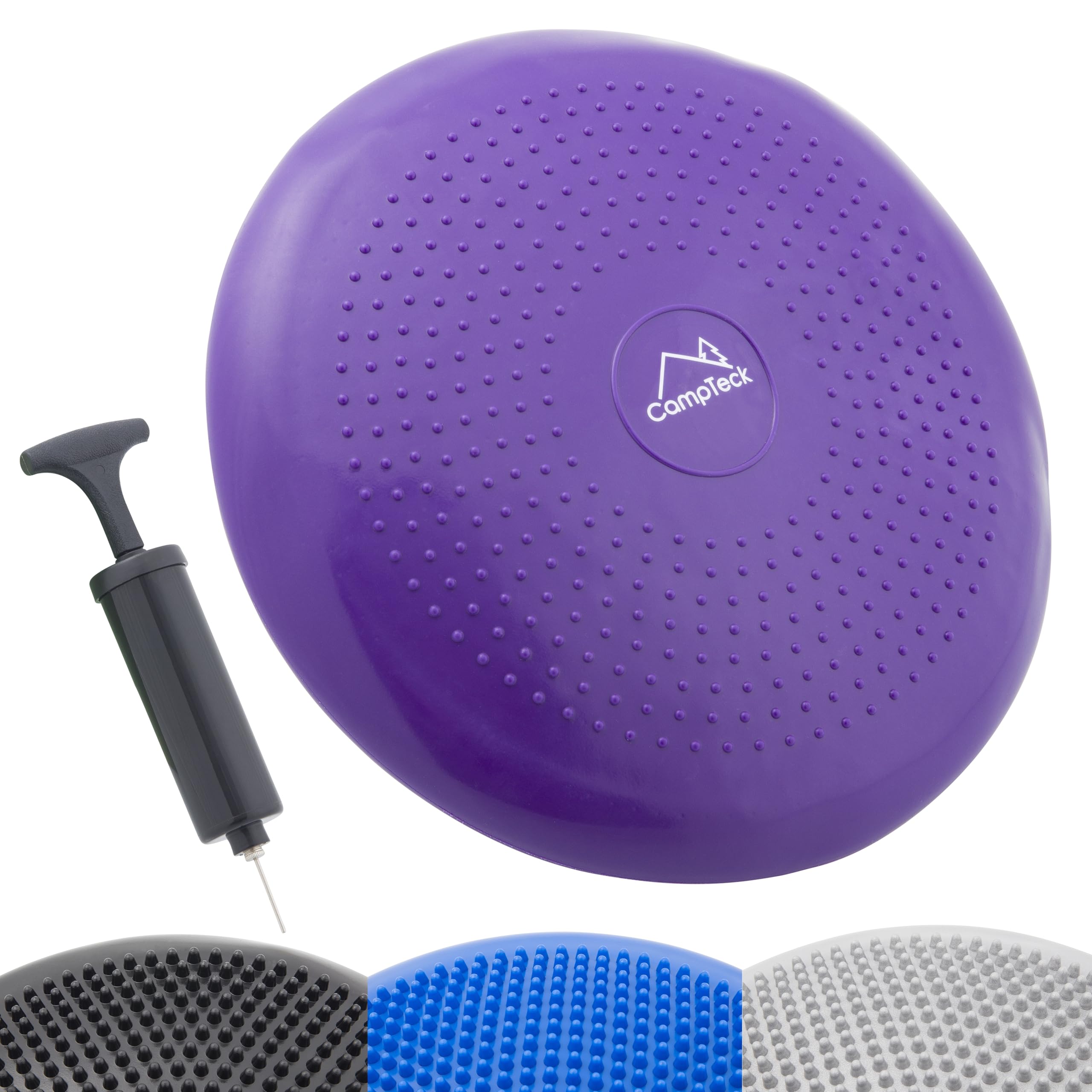 CampTeck U7294 Inflatable Air Stability Balance Wobble Cushion (32cm) with Hand Pump for Core Training, Agility, Gym Workouts, Yoga, Comfortable Sitting - Purple