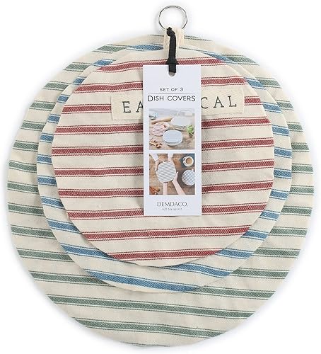Miniatura 3 de DEMDACO Homemade - Juego de 3 fundas de tela de lino y algodón a rayas de 11 x 11 pulgadas