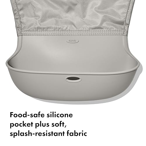 Miniatura 14 de OXO Tot Babero enrollable, paquete de 2, flor y anochecer Flor/anochecer,Llovizna/Flor,Llovizna/anochecer,Llovizna/Ópalo,Lila/Ópalo,Azul/gris,Verde