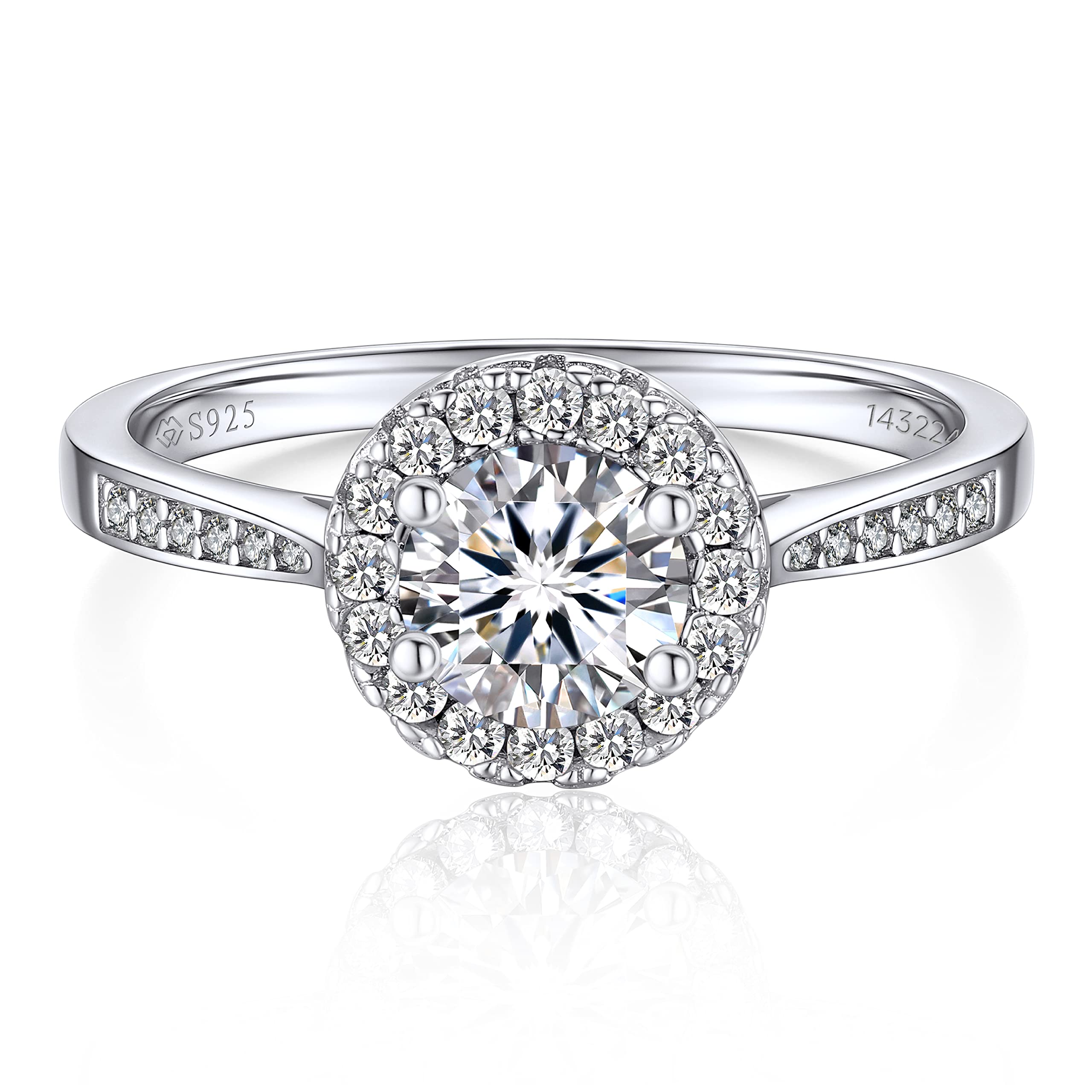 MomentWish Anillos de Boda, Moissanita Diamante Anillo Plata Mujer, con Certificato Gra, Anillo Compromiso Mujer, Regalos de Pedida de Mano