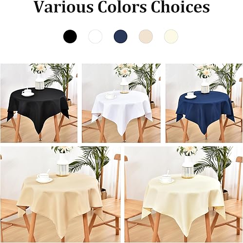 Miniatura 9 de Wolkemer Mantel cuadrado pequeño de 36 x 36 pulgadas, mantel de tela lavable color blanco sólido para mesitas de noche, mesita de noche, decoración