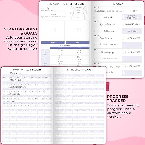 Vista 3 de Clever Fox Diario de fitness & Food – Planificador de nutrición y entrenamiento para mujeres y hombres – Libro de registro de ejercicio de dieta
