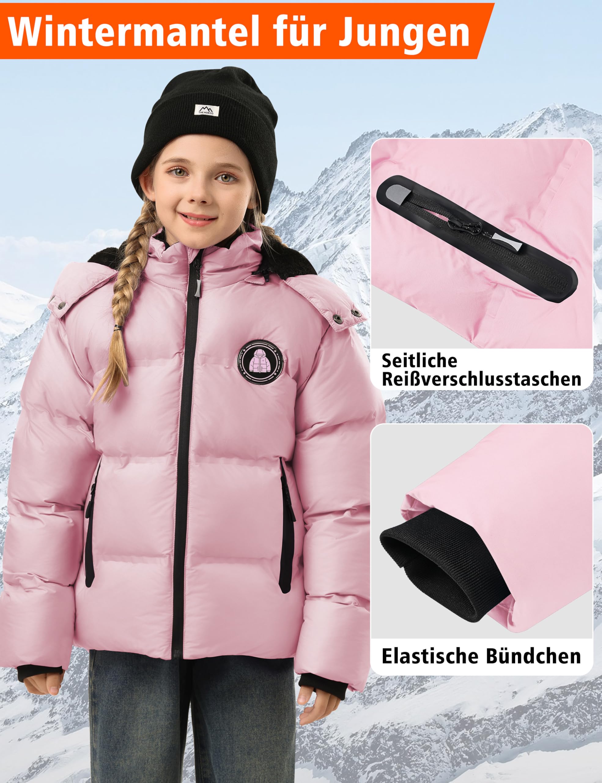 Zoofly Chaqueta de Invierno para Niños y Niñas Chaqueta de Nieve Abrigada con Capucha Desmontable
