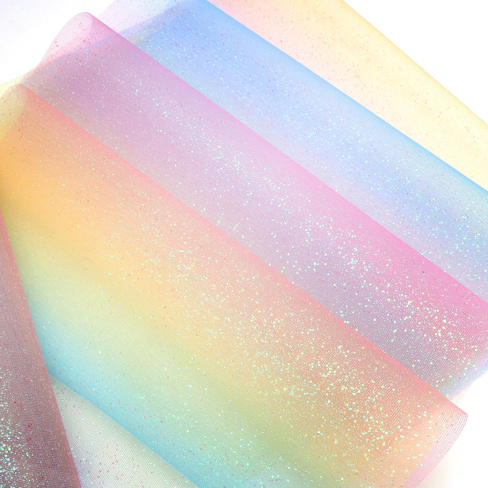 Rotolo Di Tulle Glitterato Arcobaleno - 30cm X 9m Per Decorazioni E Tutù - Foto 6