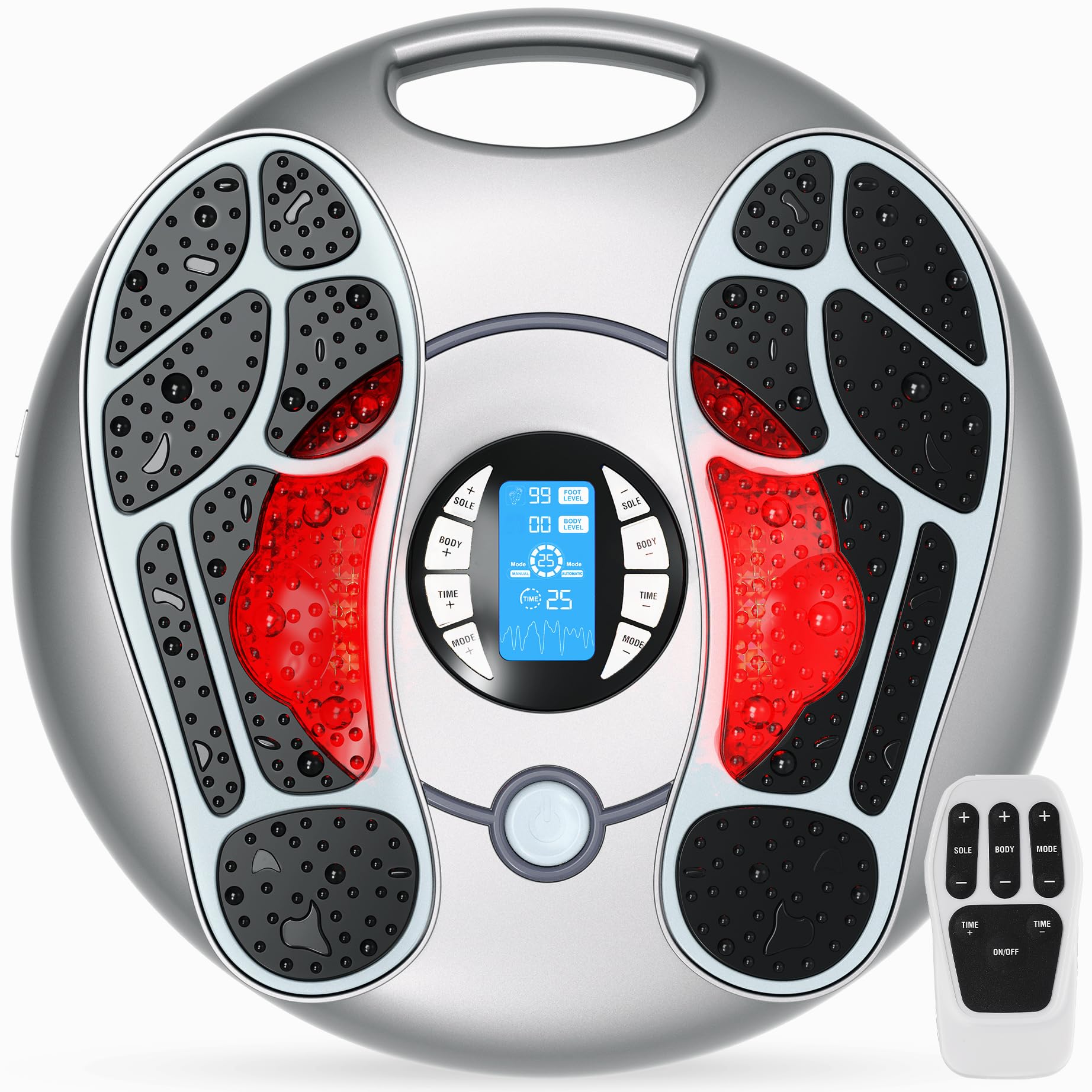 Foot Massager for Neuropathy, EMS TENS Foot Stimulator for Circulation and Pain Relief, TENS Unit Muscle Stimulator with 4 Electrode Pads, Fits Up to 11"