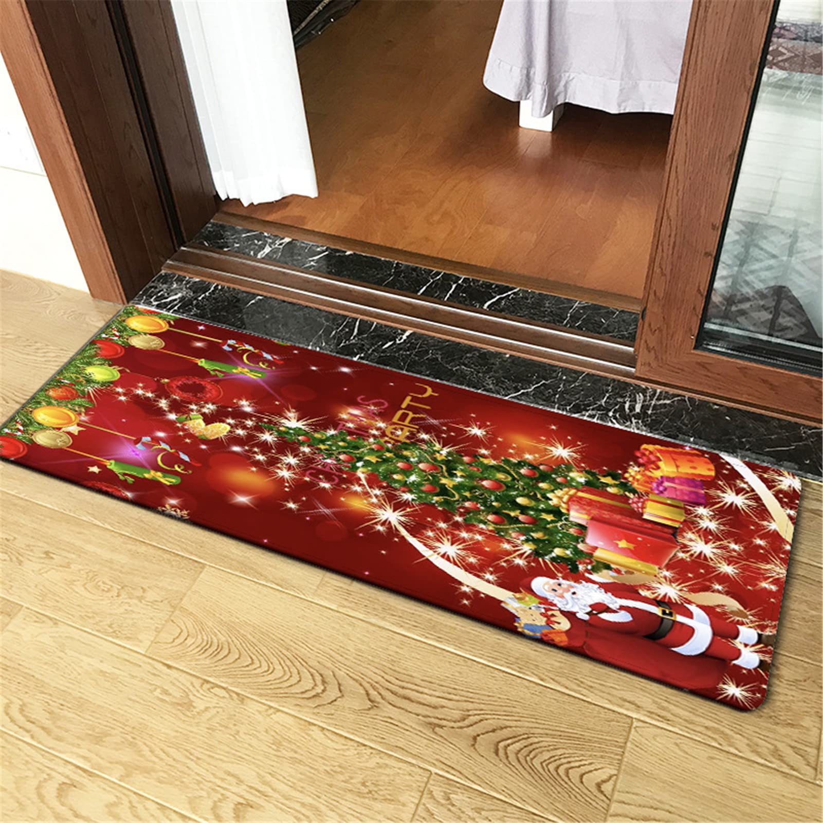 Tappeto Passatoia Natalizio per Corridoio Tappetino per Decorazioni Natalizie,Tappeto Natale Lavabile in Lavatrice per Soggiorno, Camera da Letto, Bagno, Cucina,9,60x180cm
