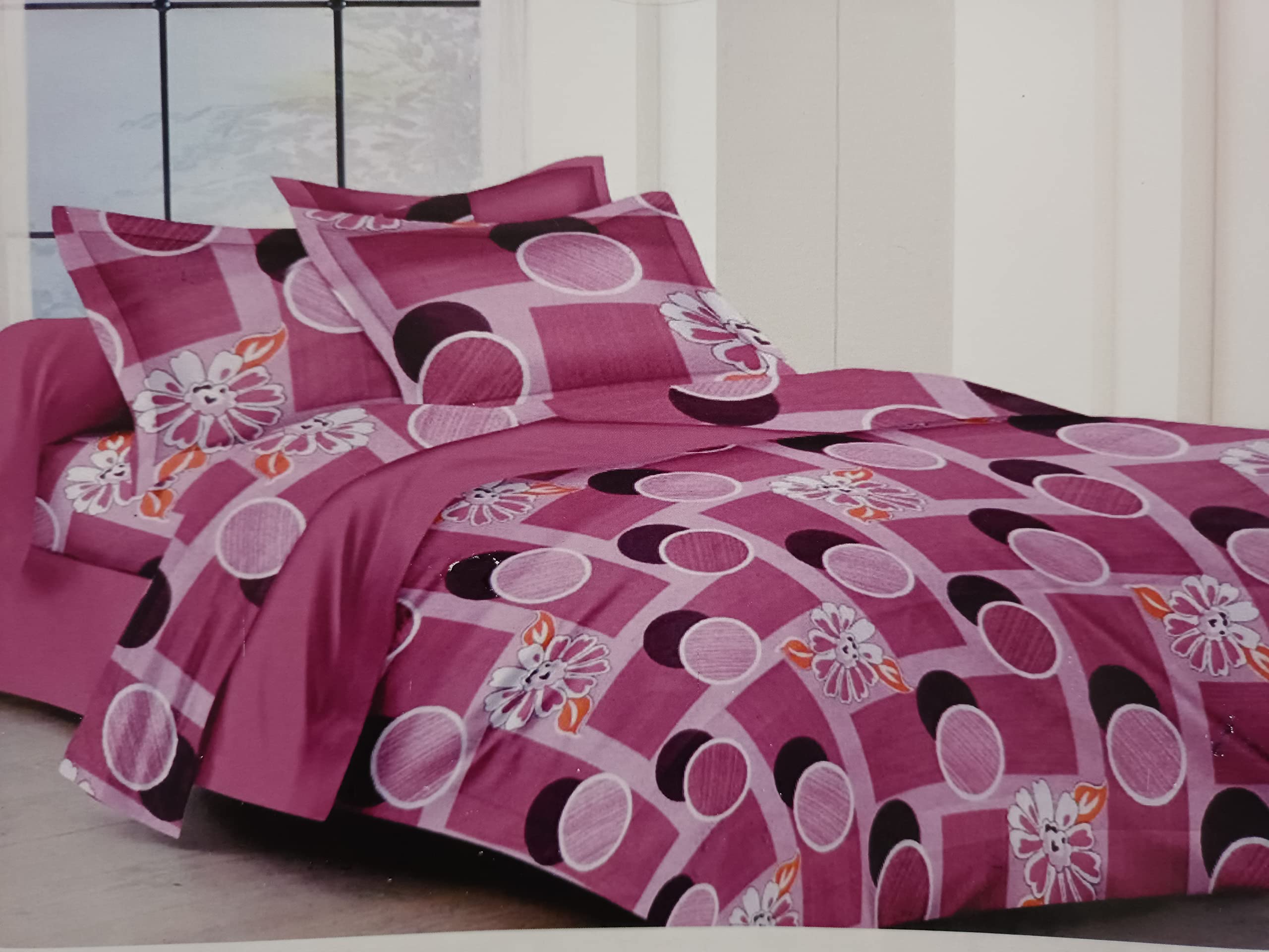 Elvina Designs Fancy Cotton Queen Size Pink Color Bed Spread-image-23