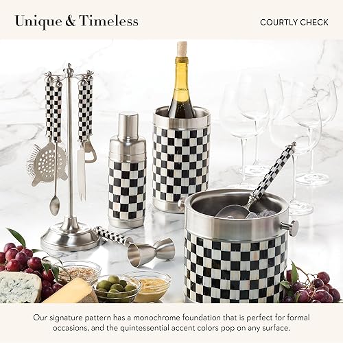 Miniatura 3 de MacKenzie-Childs Courtly Check - Coctelera de acero inoxidable y esmalte, herramientas de bartending