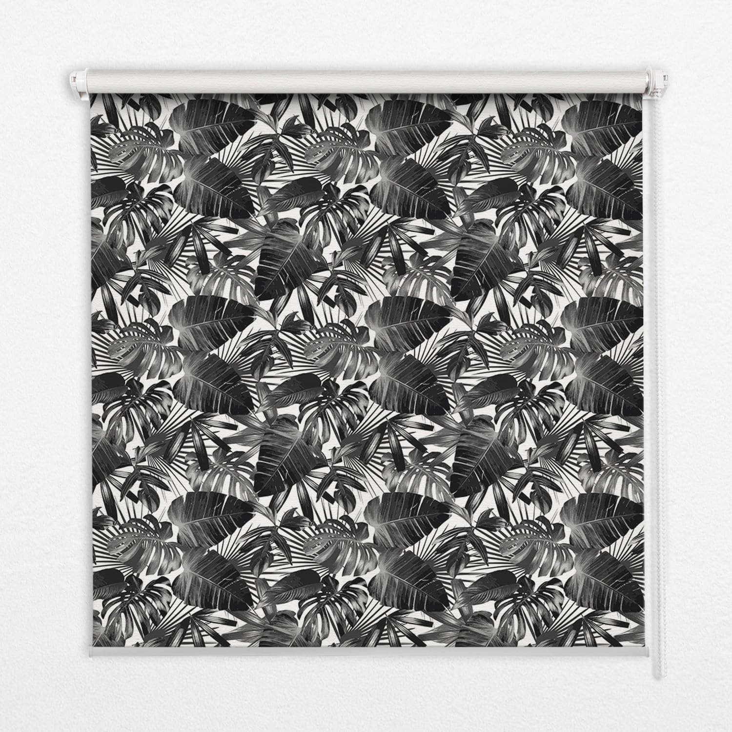 Store enrouleur occultant pour chambre motif feuilles grises Tulup 60x180cm pose facile
