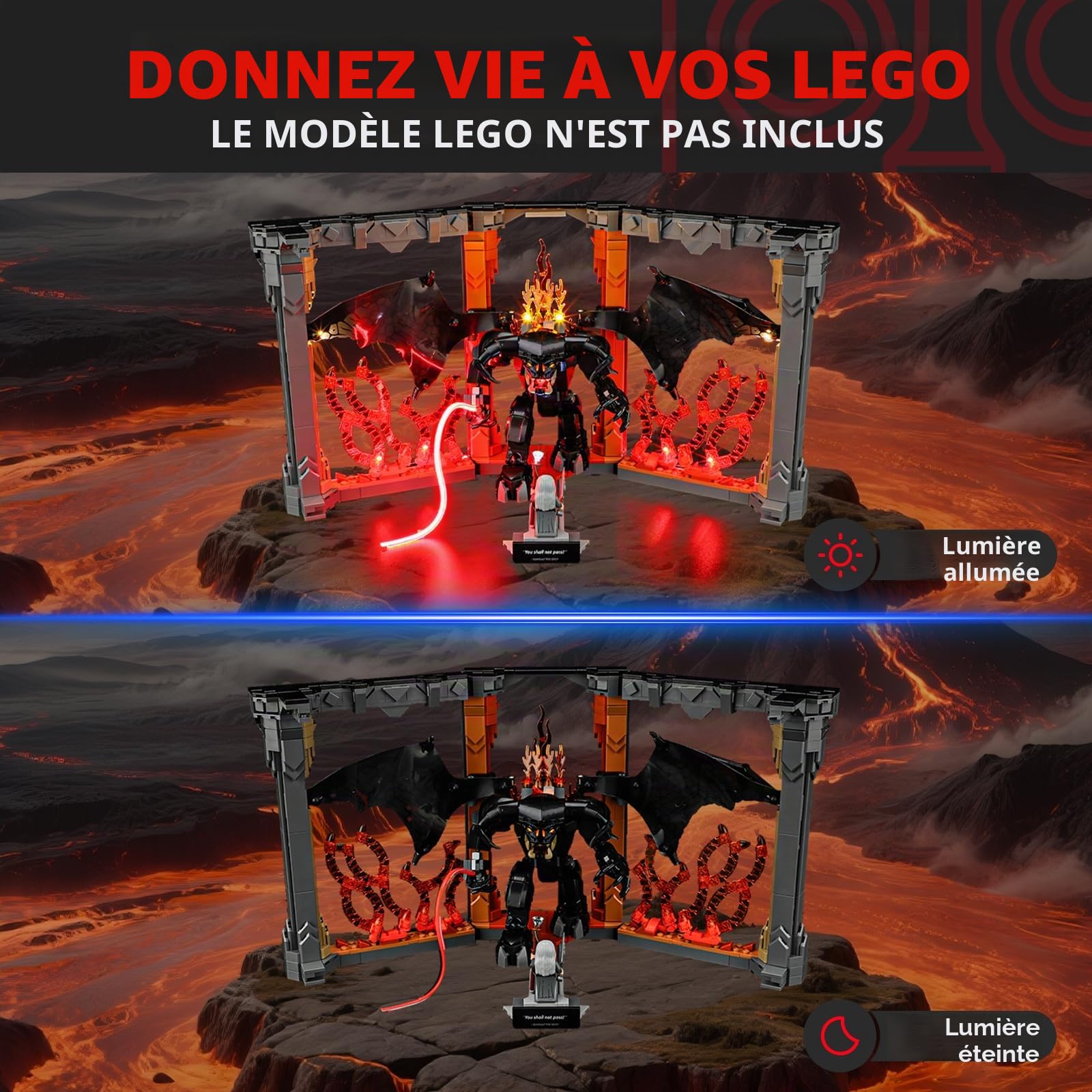 BRIKSMAX Kit d'éclairage 2.0 pour Lego-Balrog Book Nook – Éclairage LED innovant compatible avec Lego Marvel 10367 – Modèle non inclus