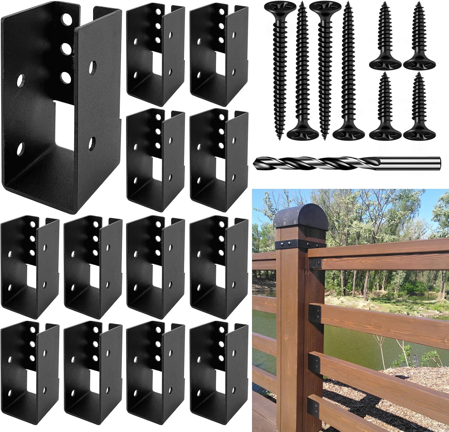Concealed Joist Hanger Brackets,Woodwork Concealed-Flange Hanger for 2" x 4”(Actual:1.5" x 3.5“) Lumber,U-Shaped Joist Steel Bracket for Wood Fence,Porch,Swing,Handrails(12Pack)