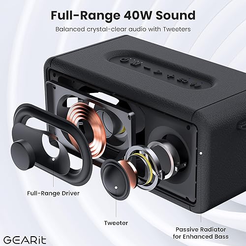 Miniatura 2 de GEARit Altavoces inalámbricos Bluetooth portátiles - Altavoces impermeables IPX6 - Altavoz inalámbrico para exteriores de 40 W - Emparejamiento AUX