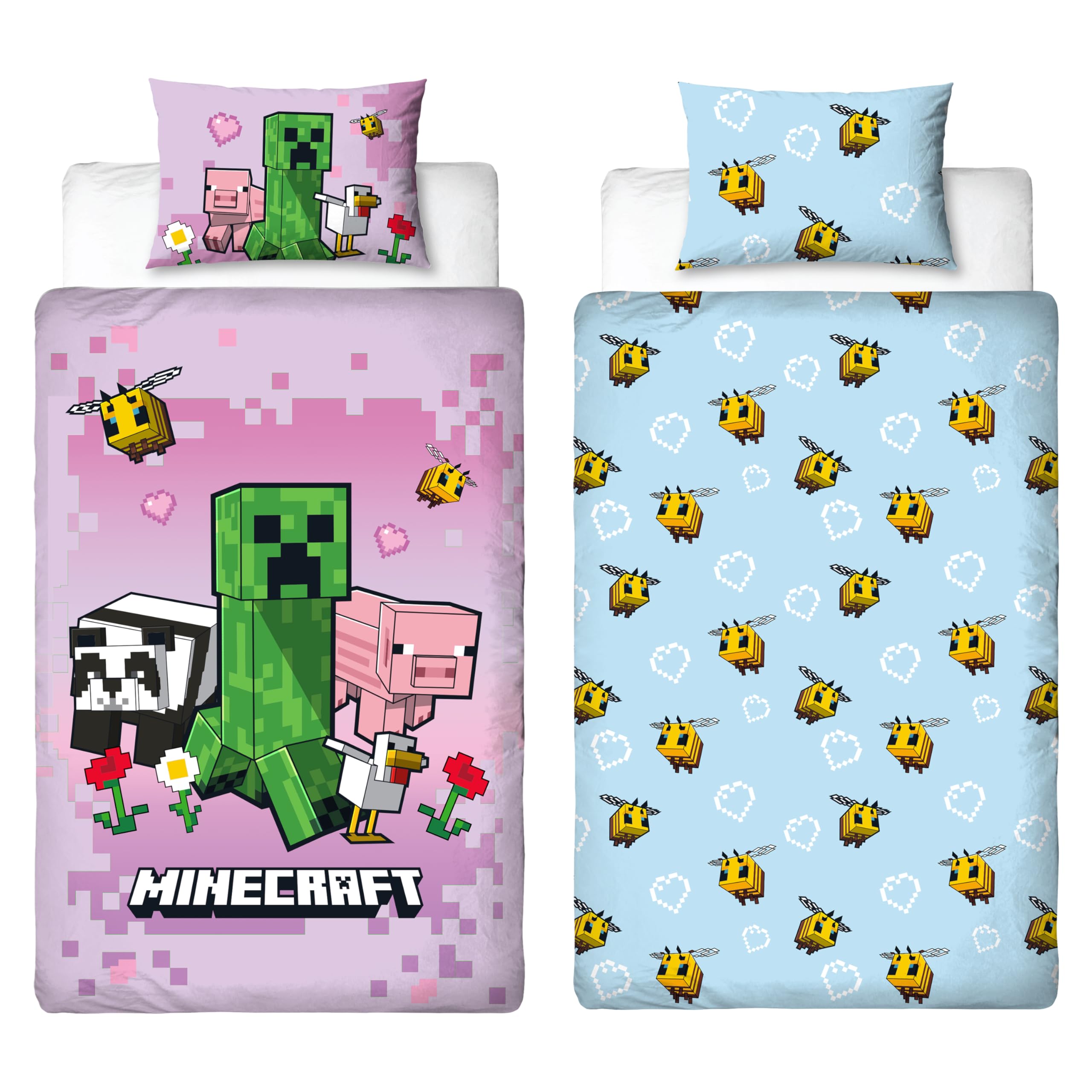 Minecraft Housse de Couette Simple pour Lit Enfant avec sa Taie