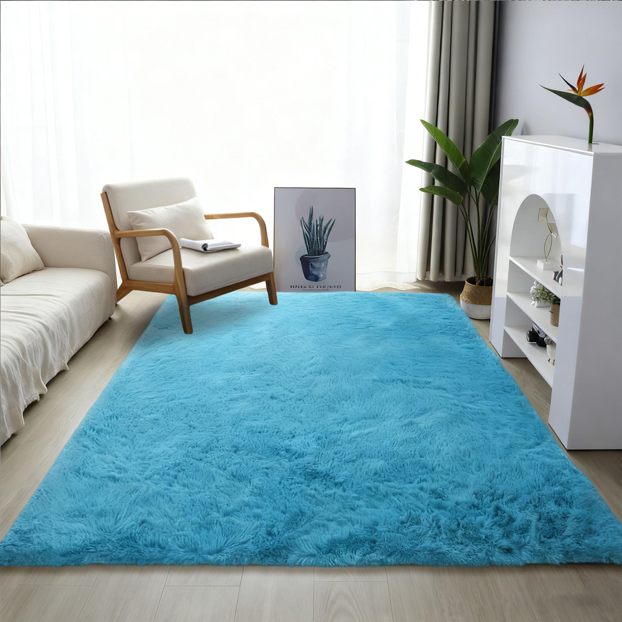 Tapis chambre doux bleu 240 x 370 cm pour en finir avec les tapis durs sales