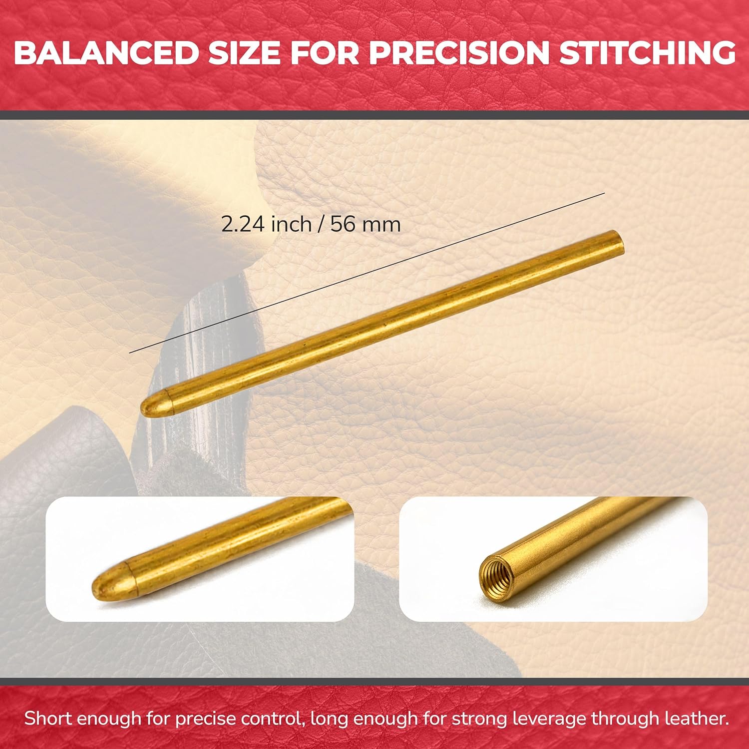 Tandy Leather Perma-Lok Needle - Brass Threaded Shaft Grips Leather Lace Firmly for Smooth Hand Lacing - Ideal for Heavy Leathercraft Projects (Jumbo)