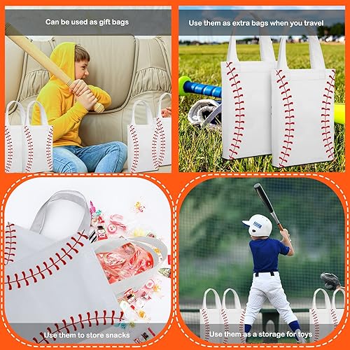 Miniatura 4 de Ferraycle 24 bolsas de regalo de fiesta de béisbol con asas, bolsas de regalo para cumpleaños, deportes, suministros de fiesta temática