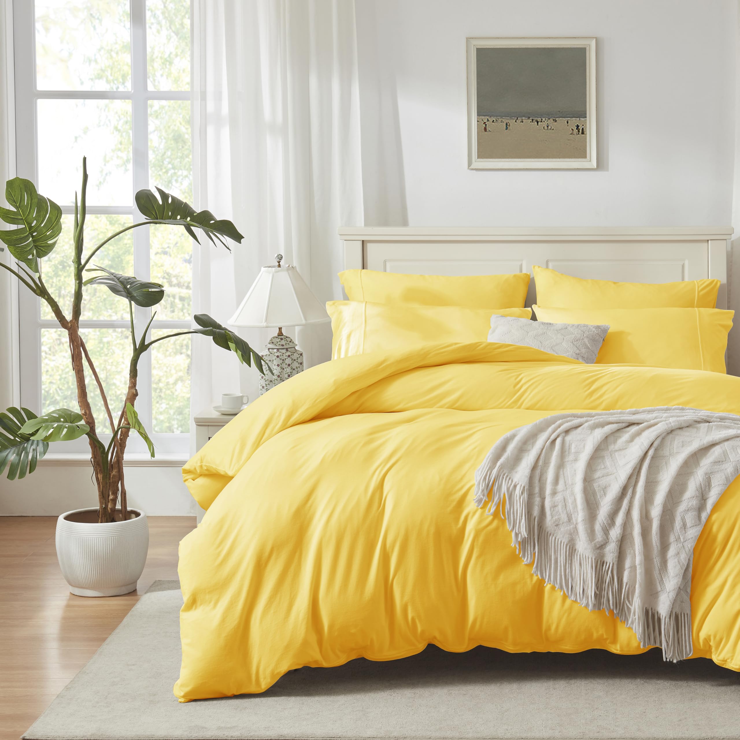 H HOUSEHOLD Duvet Cover Set % Knit Cotton Breathable Soft Comfy Comforter Cover Pieces Bedding Set (Light Yellow, King) : Amazon.sg: Home H HOUSEHOLD Duvet Cover Set % Knit Cotton Breathable Soft Comfy Comforter Cover Pieces Bedding Set (Light Yellow, King) : Amazon.sg: Home