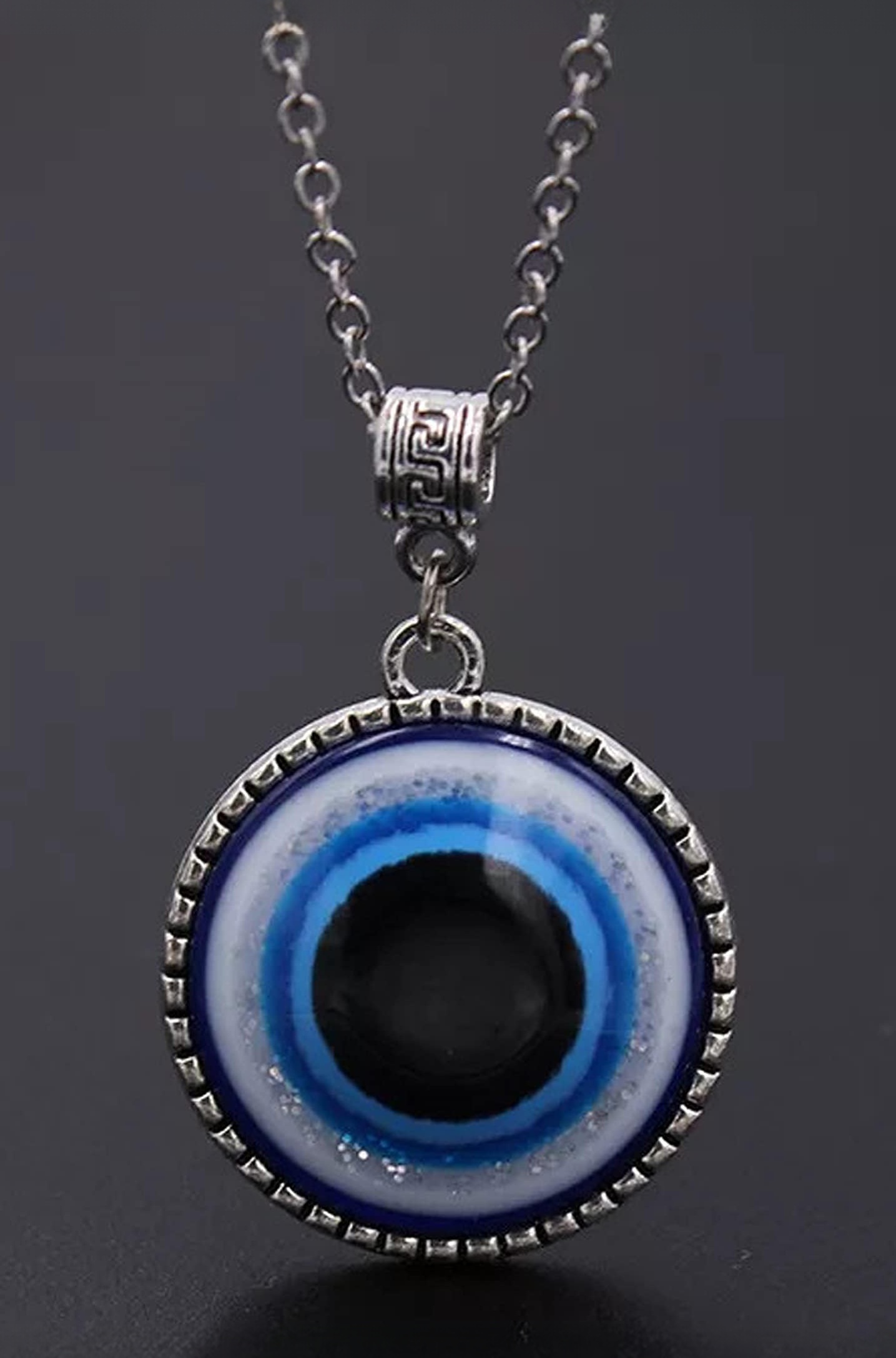 Stylish Silver Chain For Men Girls Silver Plated Evil Eye Silver Chain Pendant For Men Boys Women Gift for Sister Love Gift Unisex Pendant Necklace