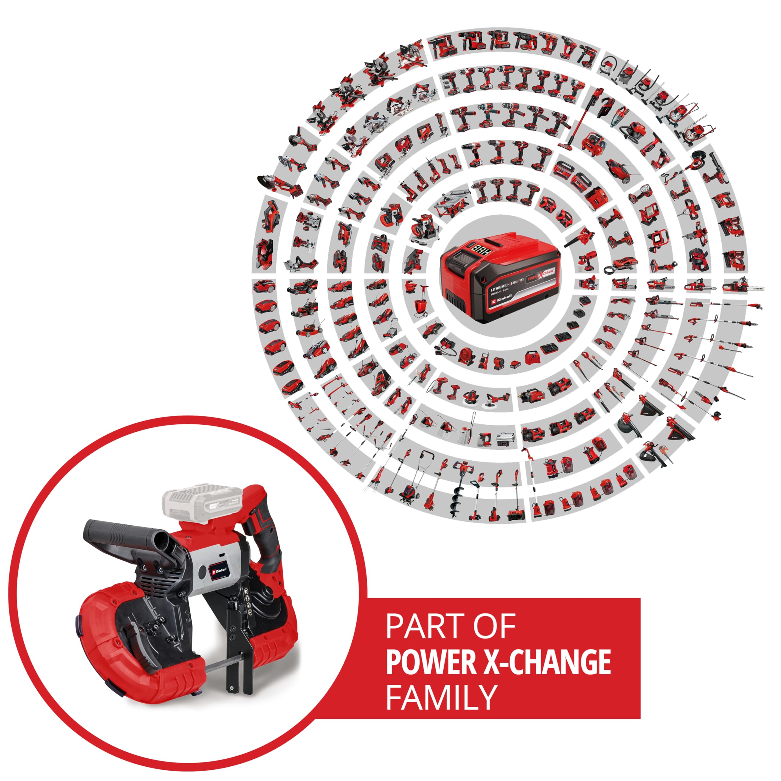 Einhell sega a nastro a batteria TE-MB 18/127 Li-Solo Power X-Change (18 V, altezza di taglio 115 mm, larghezza di taglio 127 mm, luce LED, incl. 2 lame sega a nastro per metallo, senza batteria)
