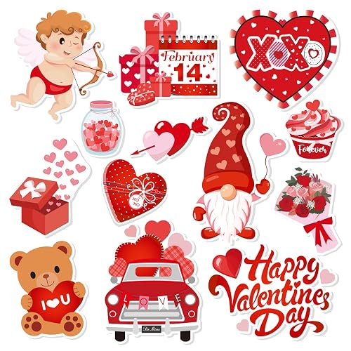 Whaline 13Pcs Happy Valentine's Day Refrigerator Magnets Cute Heart Gnome