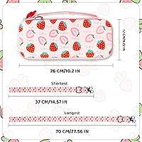 Vista 3 de RHOTALL Cute Strawberry Carrying Case for Nintendo Switch, Hard Portable Travel Case for Switch Accessories with Protective Shell, Shoulder Strap