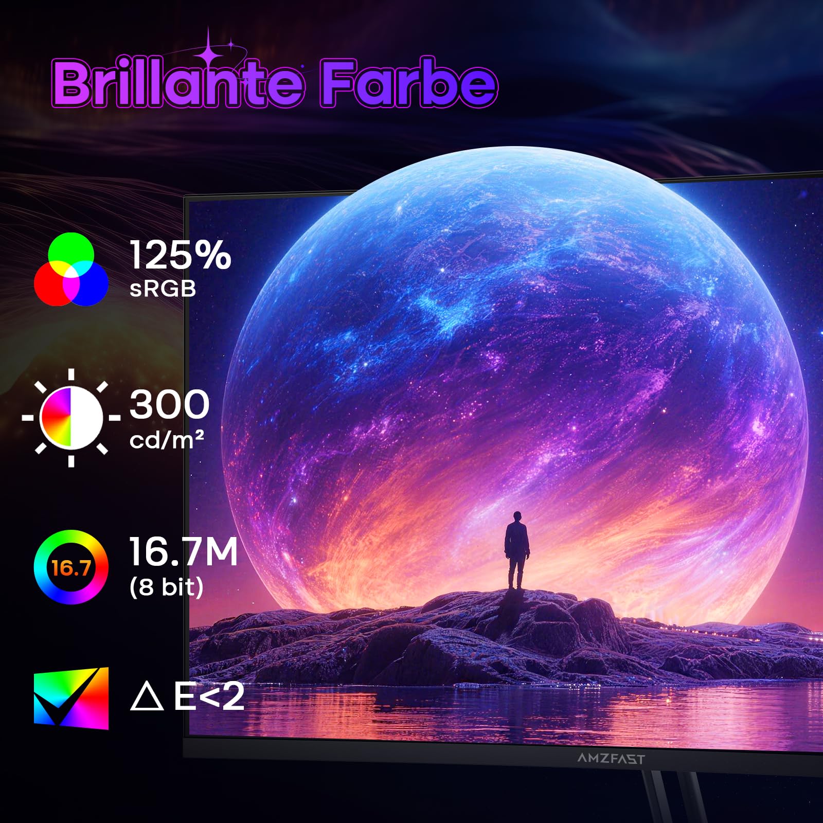 Amzfast Gaming Monitor 32 Zoll Curved – 180Hz, 2K QHD 2560x1440,1ms MPRT