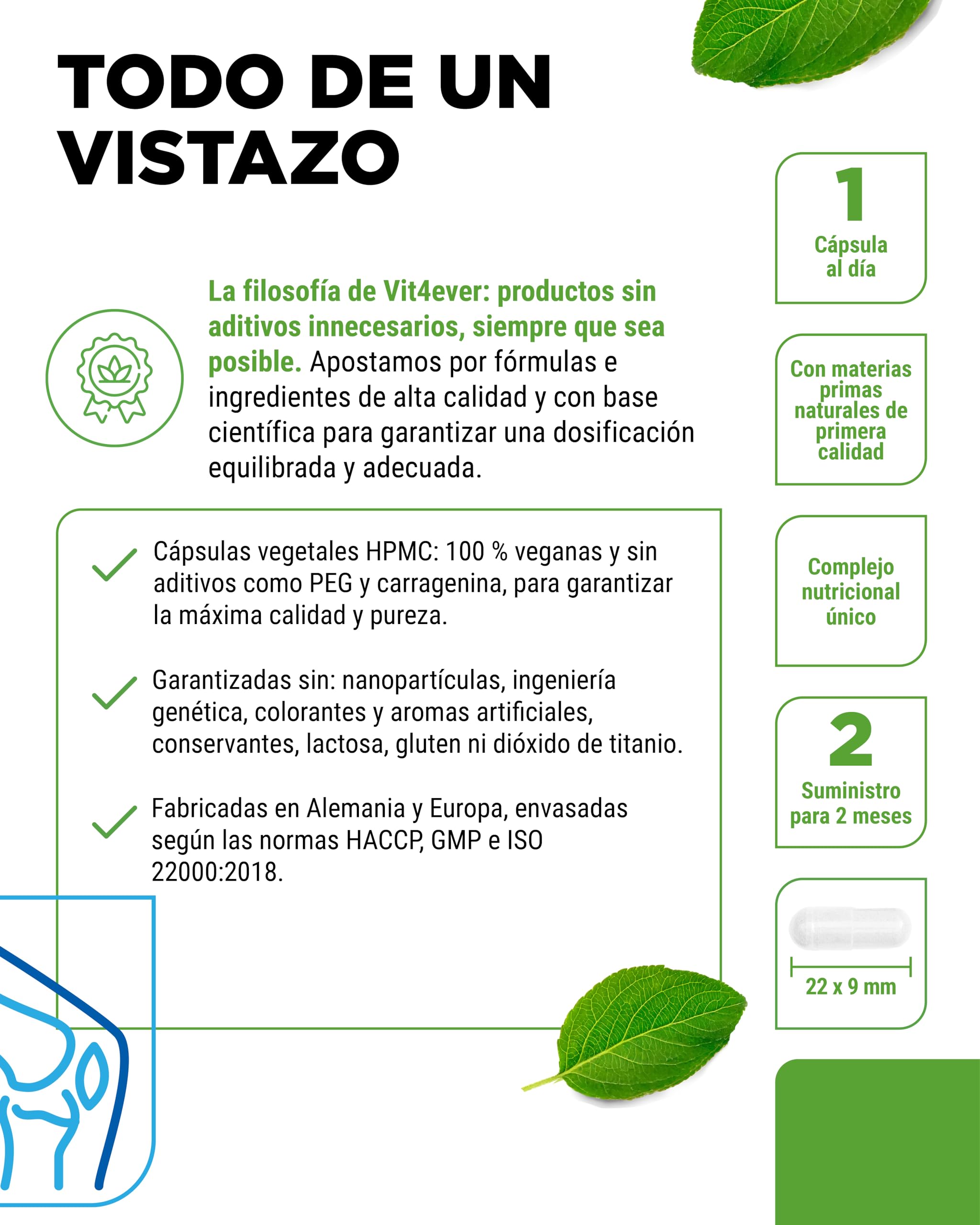 Complejo de colágeno tipo II – con colágeno nativo Collavant n2®, extracto de incienso, ácido hialurónico, vitamina C, manganeso para huesos, cartílago y articulaciones