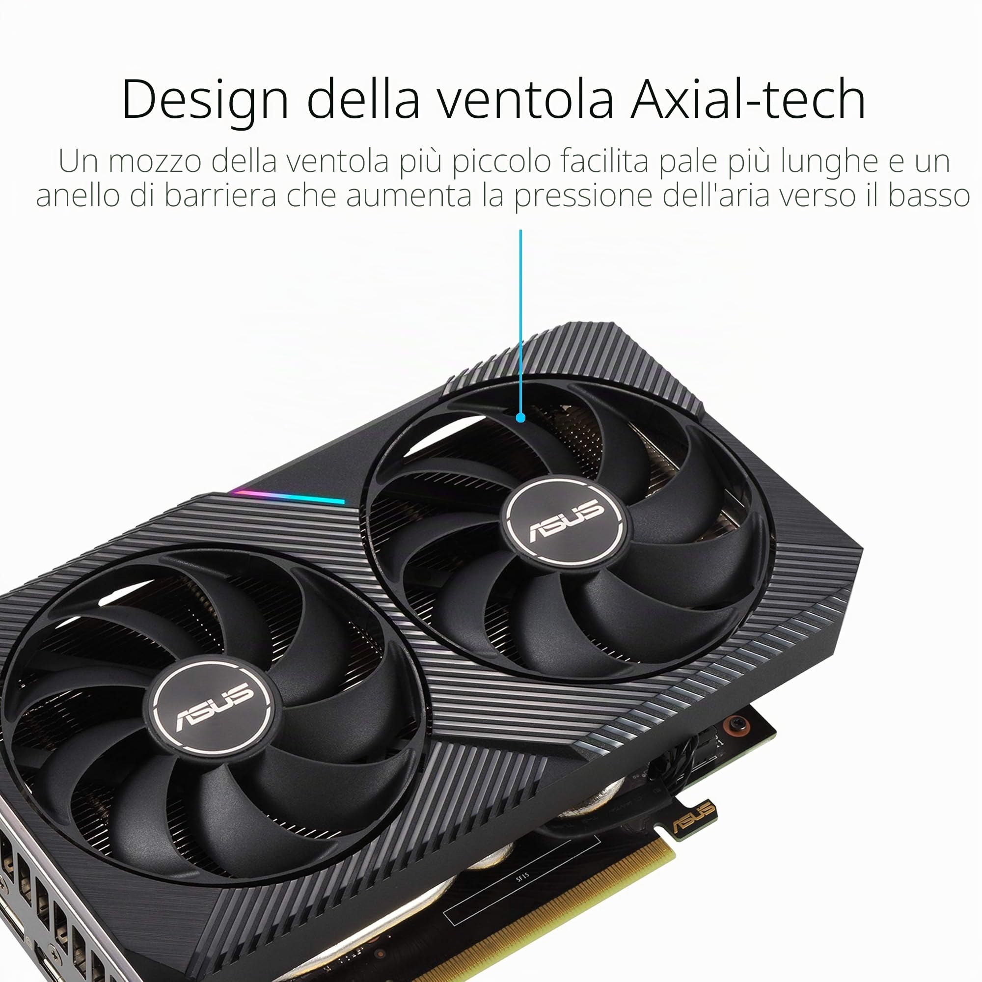 ASUS Dual NVIDIA GeForce RTX 3050 OC Edition Scheda Grafica, 8GB GDDR6, PCIe 4.0, HDMI 2.1, DisplayPort 1.4a, Due Ventole Axial-Tech, PSU Consigliata 550W, GPU Tweak II, Tecnologia 0dB, LHR, Nero