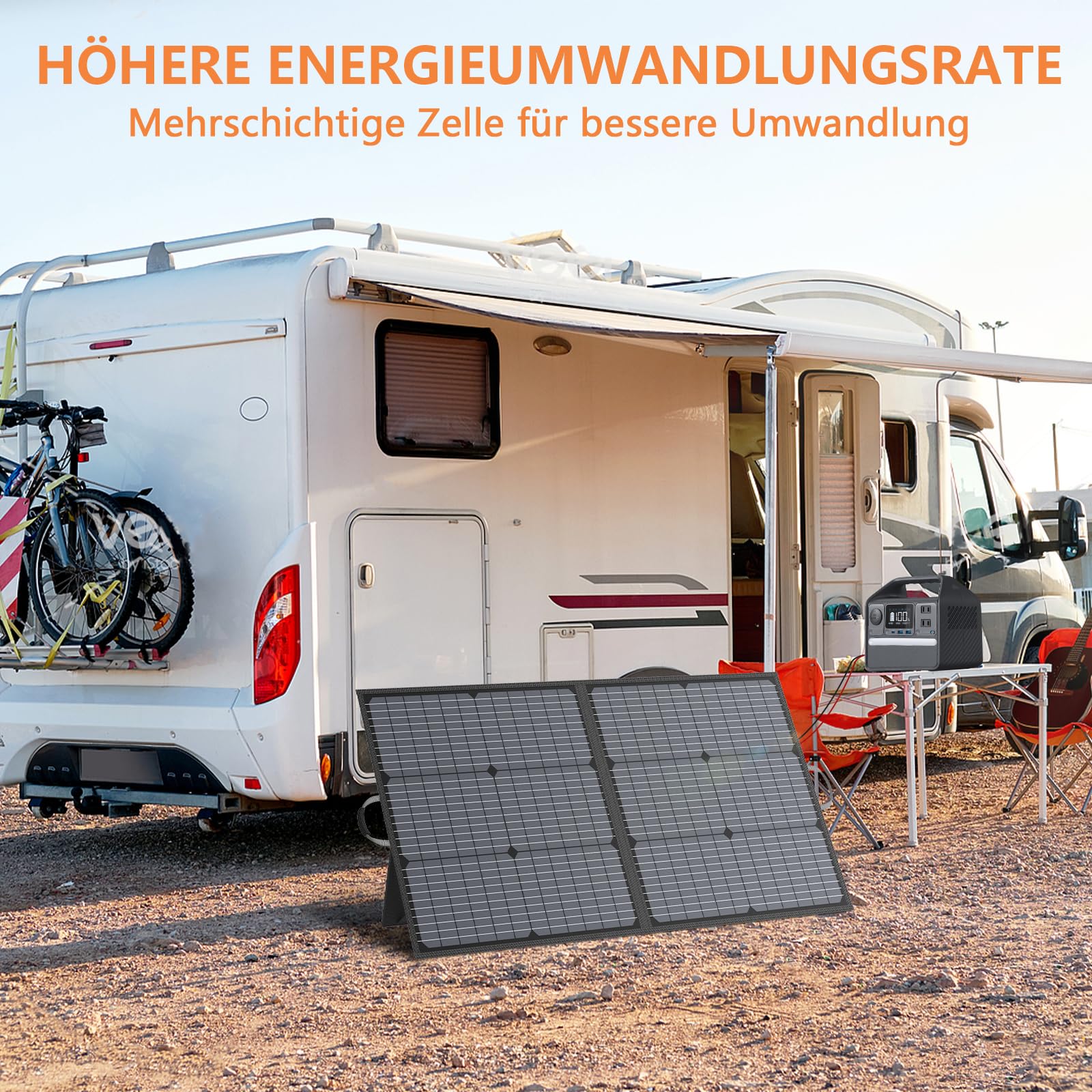 Tragbares Solarpanel 110W IP67 Wasserdicht Faltbares Solarpanel Kit 20V Ausgang 23.5% Wirkungsgrad für Outdoor Camping