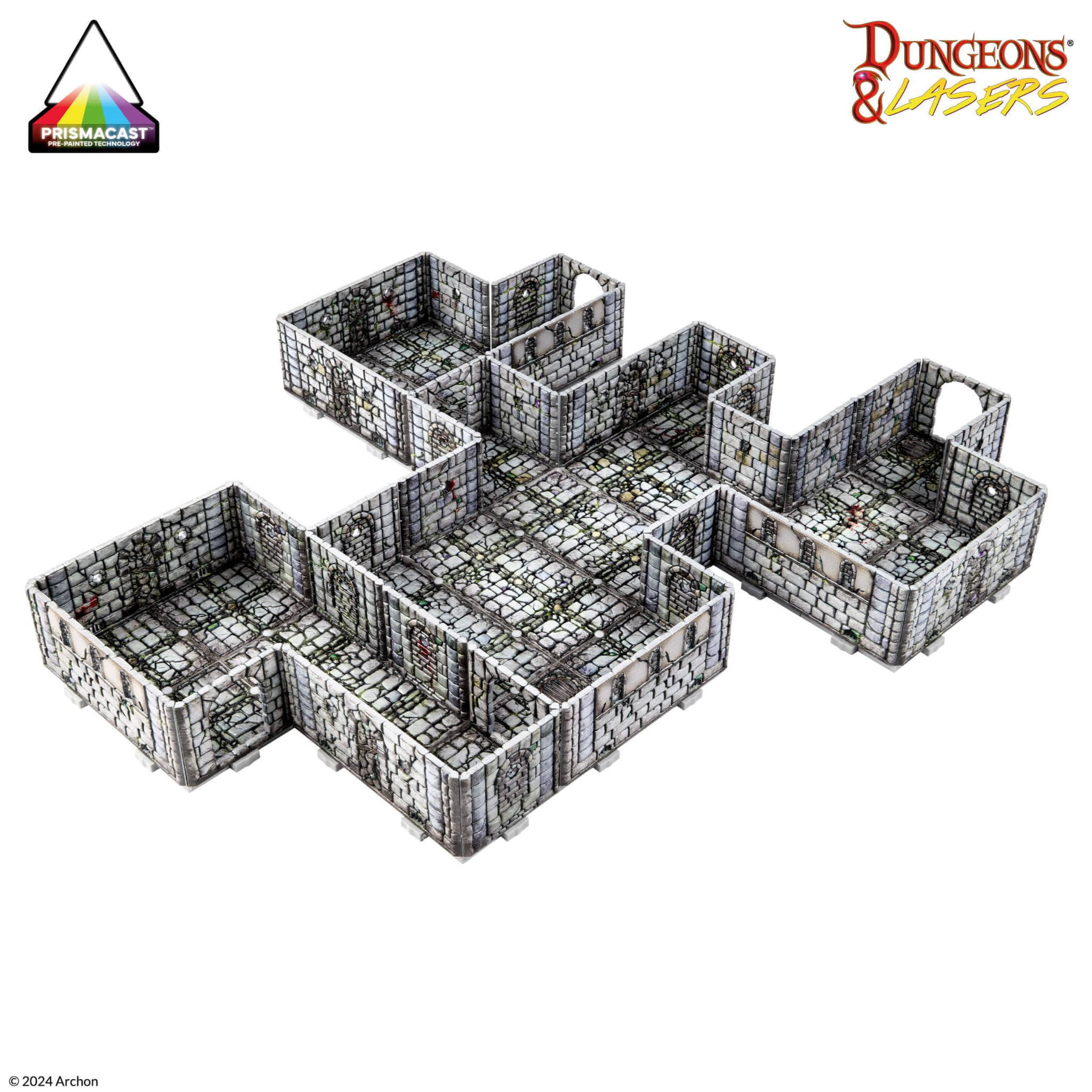 Dungeons & Lasers Set di terreno preverniciato per giochi di ruolo DND e da tavolo, 5E, compatibile con miniature in scala da 28 mm-32 mm, design modulare per un montaggio rapido (Fantasy Dungeon)