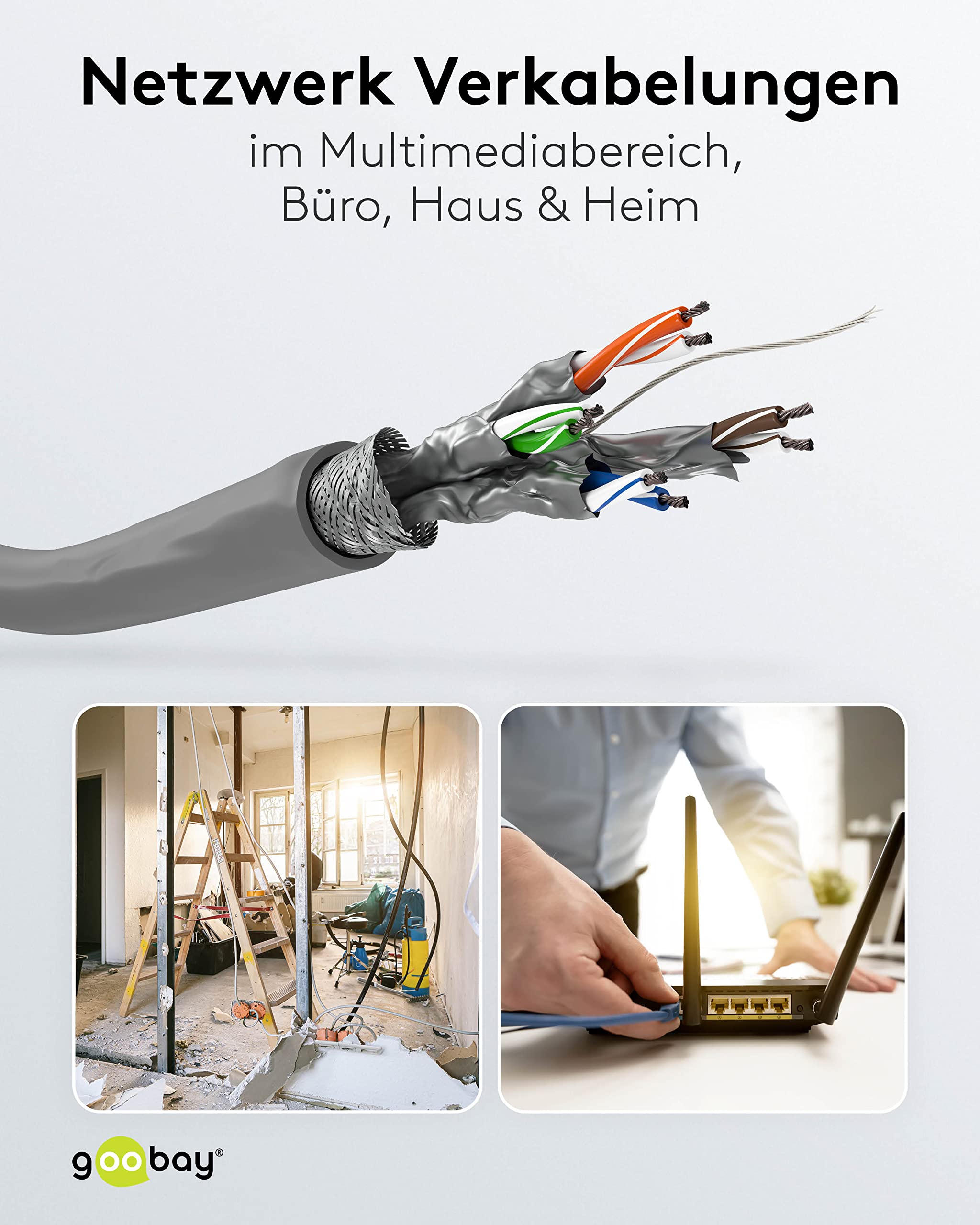 Wentronic IVS Cat 6 Patch SSTP CCA - Cable de Pares (4 x 2 x AWG27/7, Cat. 6, Flexibles, con apantallamiento) Gris 305m