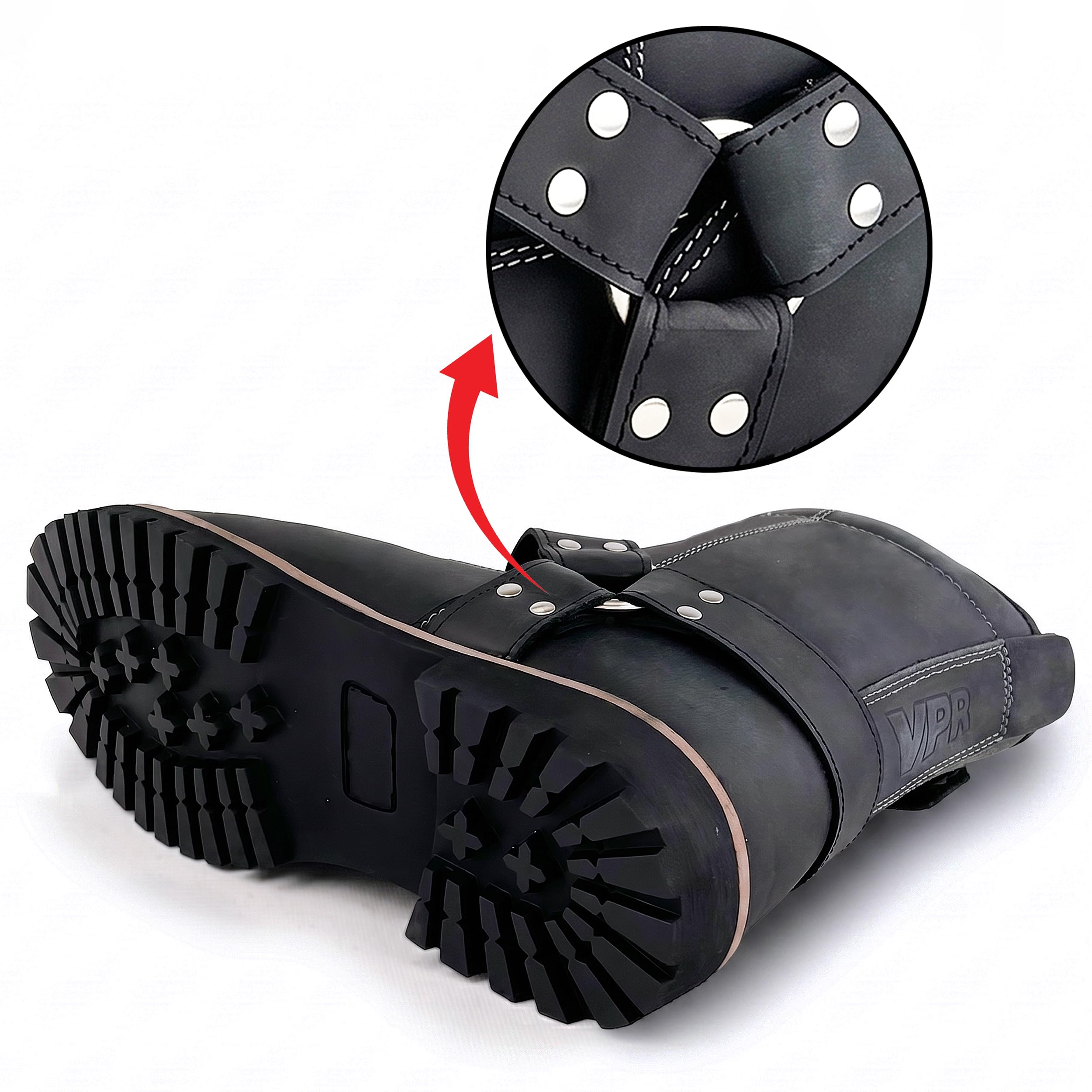 VPR Viper R40 Bottes de moto de tourisme et d'équitation en cuir véritable CE pour homme – Bottes de moto courtes avec membrane imperméable et respirante, chaussures de protection CE EN13634:2020