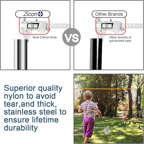 Miniatura 7 de Red de tenis portátil juego de red de bádminton de acero inoxidable  Red de nailon de altura ajustable con bolsa de transporte para voleibol