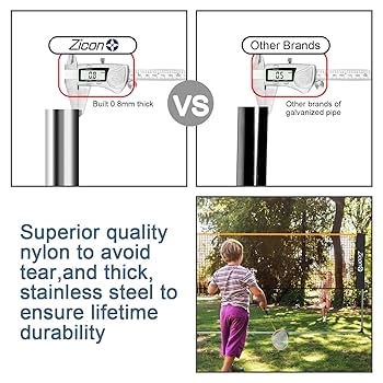 Amazon.com : Zicon Portable Tennis Net,Stainless Steel Poles
