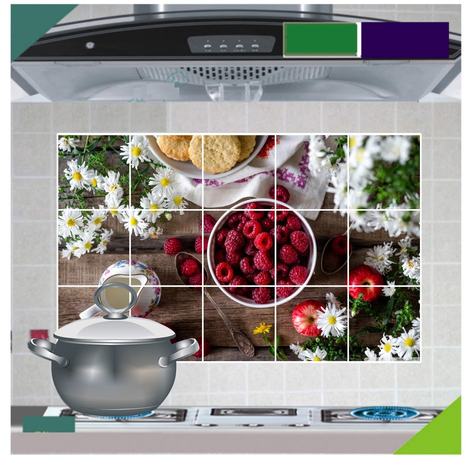 Asmi Collections Fruits Strawberry Wall Stickers for Kitchen AK021