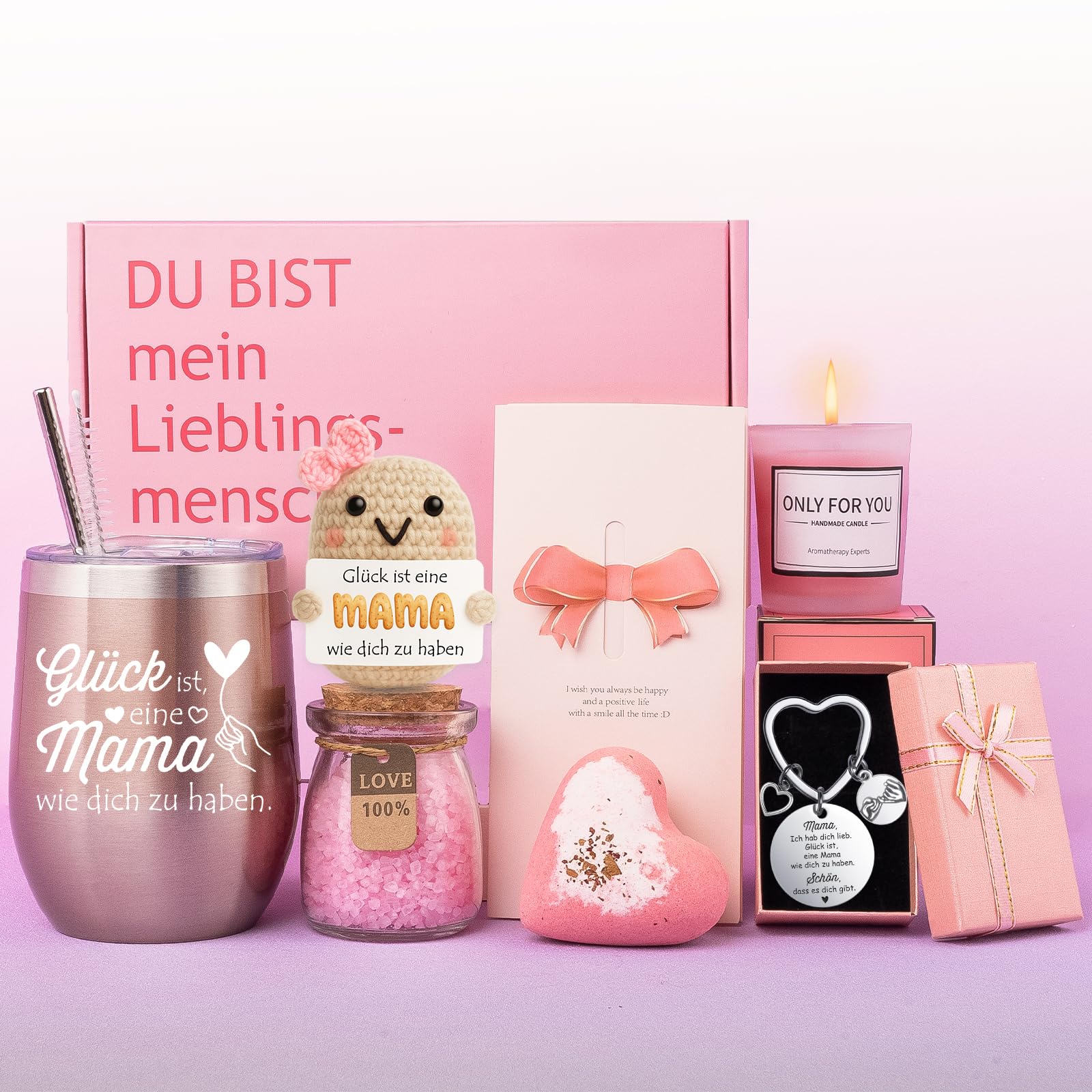 Tixlux Geschenk für Mama,Geburtstagsgeschenk für Mutter, Glück ist eine Mama wie dich zu haben Geschenkset Muttertagsgeschenk, liebevolles Geschenk für Mutter, Ehefrau, Oma, Frauen