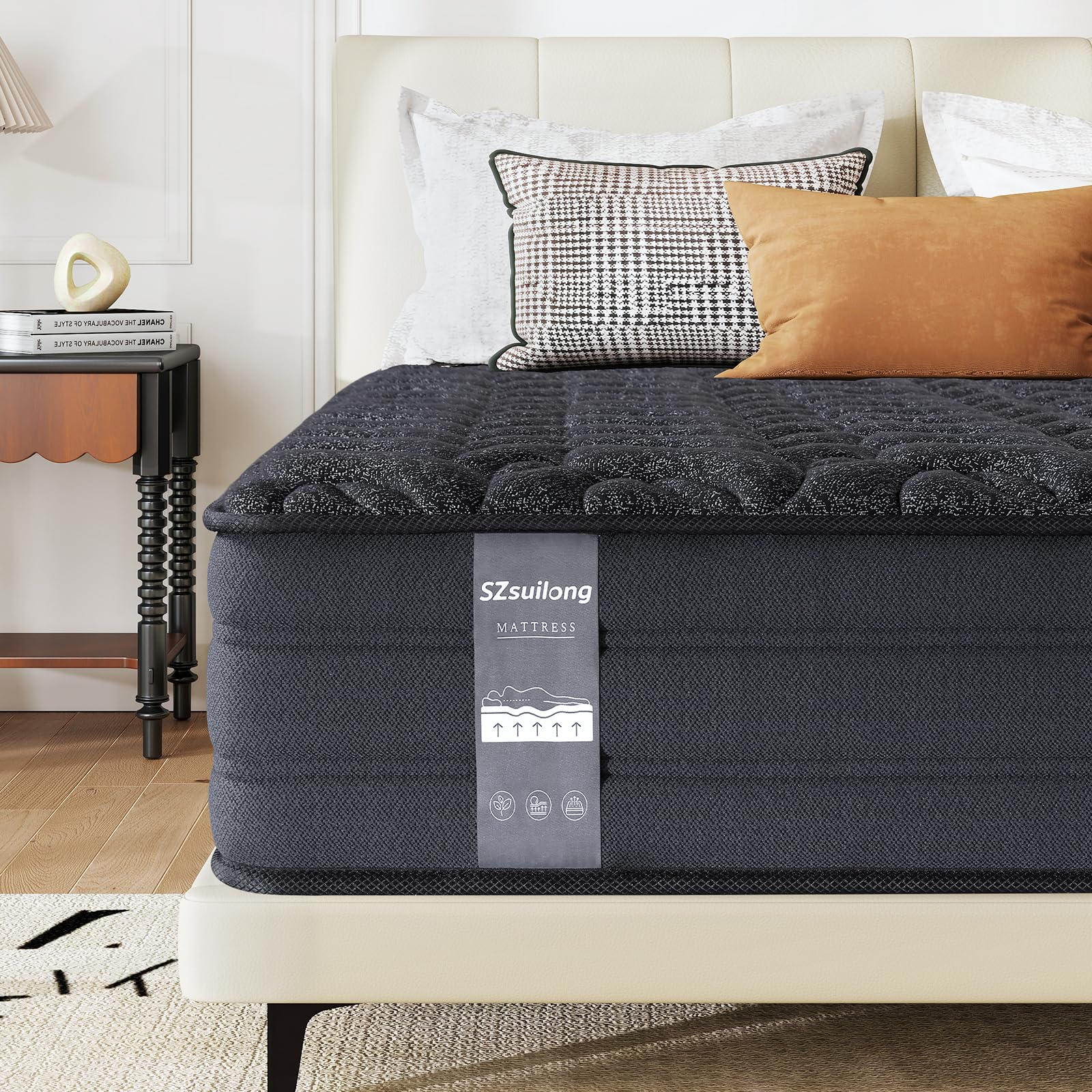 SZsuilong Materasso 120 x 200 cm, H3, altezza 30 cm, materasso a molle a 7 zone, certificato Oeko-TEX, materasso a molle insacchettate, ortopedico con strato in memory foam, per dolori alla schiena e