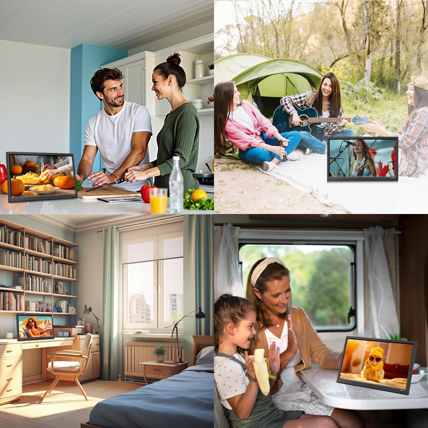 KCR TV Digital Recargable de 15,6 Pulgadas, sintonizador DVB-T2, con Cable de Red y Cable de Carga de 12 voltios, Entrada AV, Entrada HDMI, Ranura USB, Mando a Distancia, TV Freeview